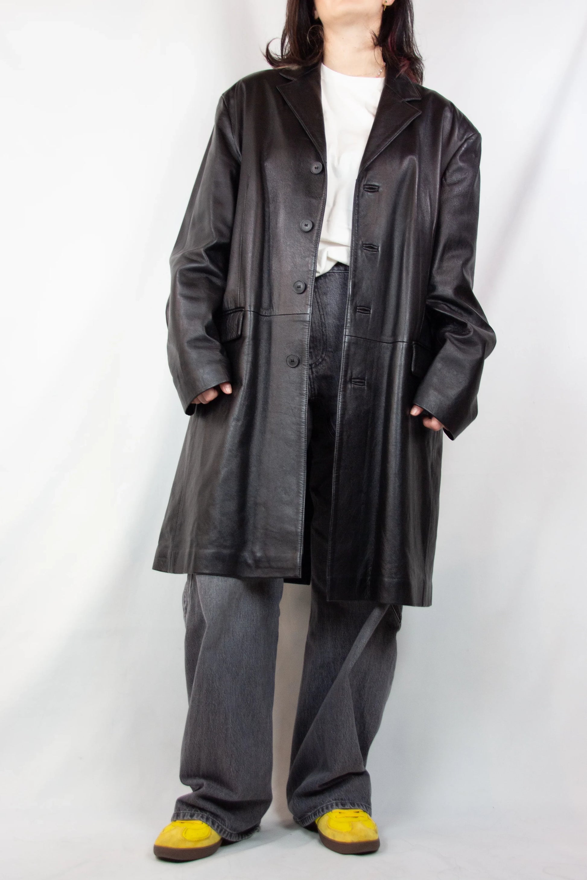 Vintage Black Lambskin Trench Coat