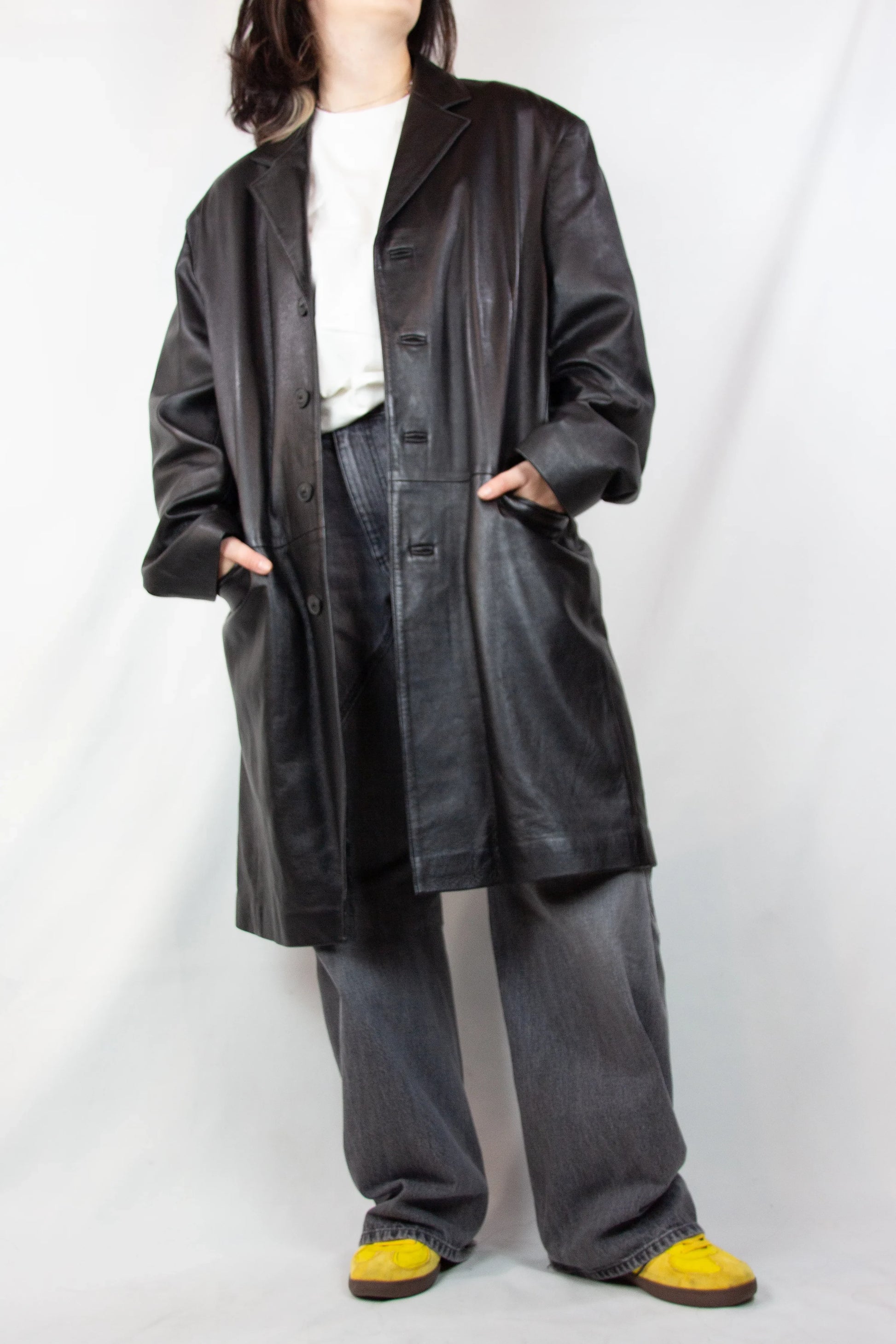 Vintage Black Lambskin Trench Coat