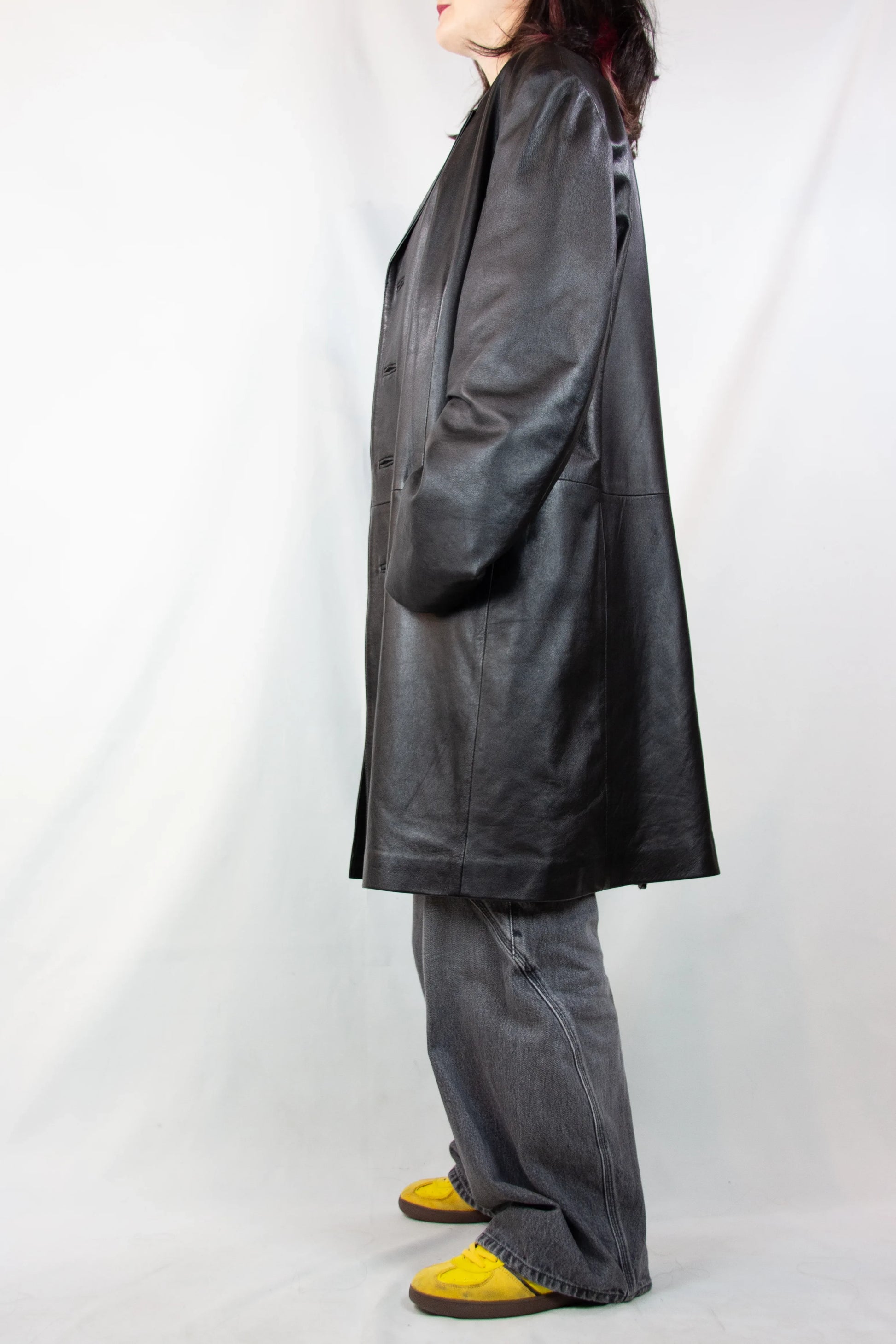 Vintage Black Lambskin Trench Coat