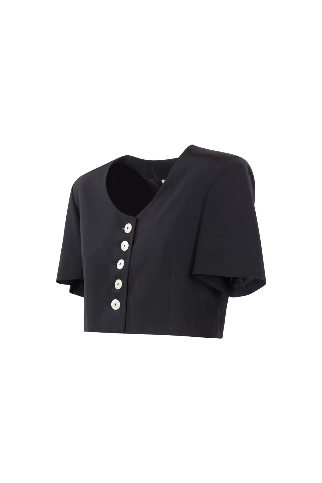 Silk Cropped Jacket with Short Sleeves