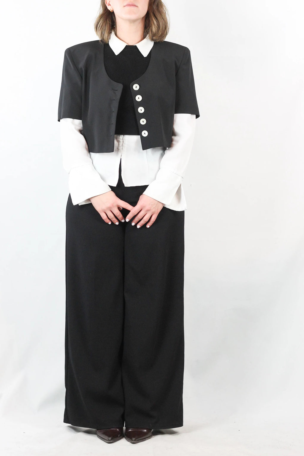 Silk Cropped Jacket with Short Sleeves