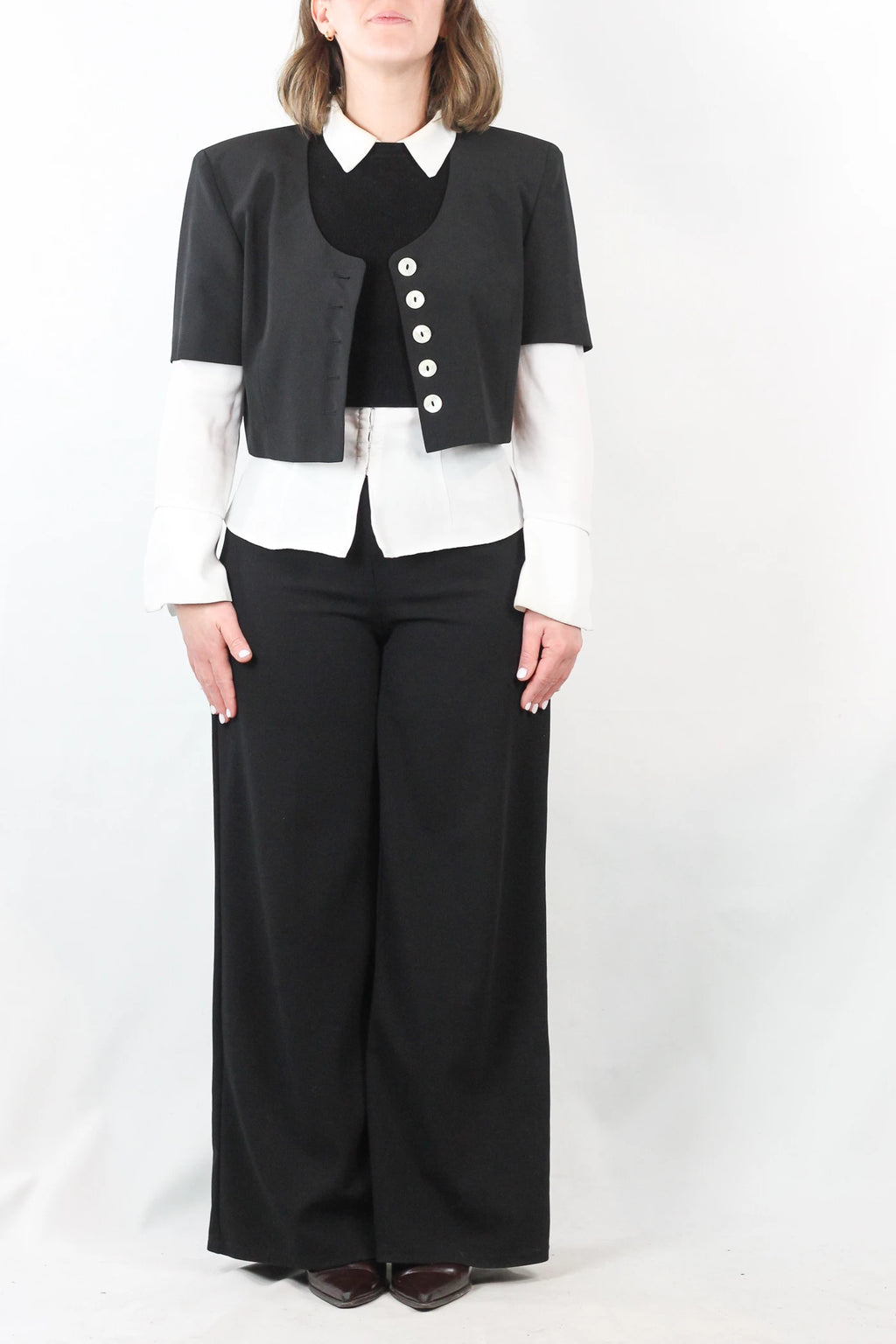 Silk Cropped Jacket with Short Sleeves