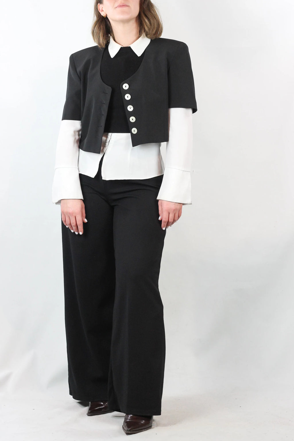 Silk Cropped Jacket with Short Sleeves