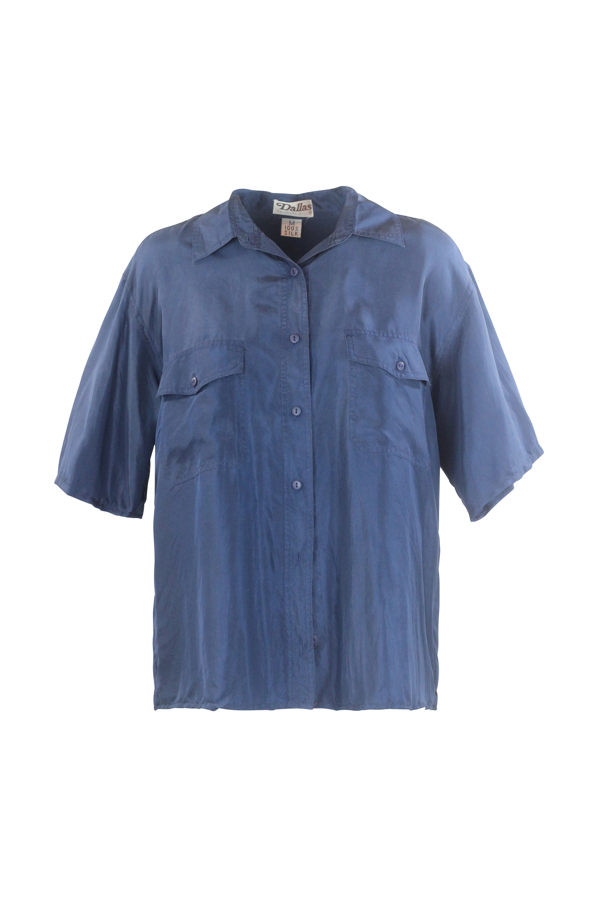 Blue Silk Shirt Short Sleeves