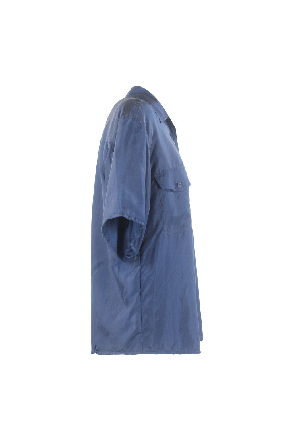 Blue Silk Shirt Short Sleeves