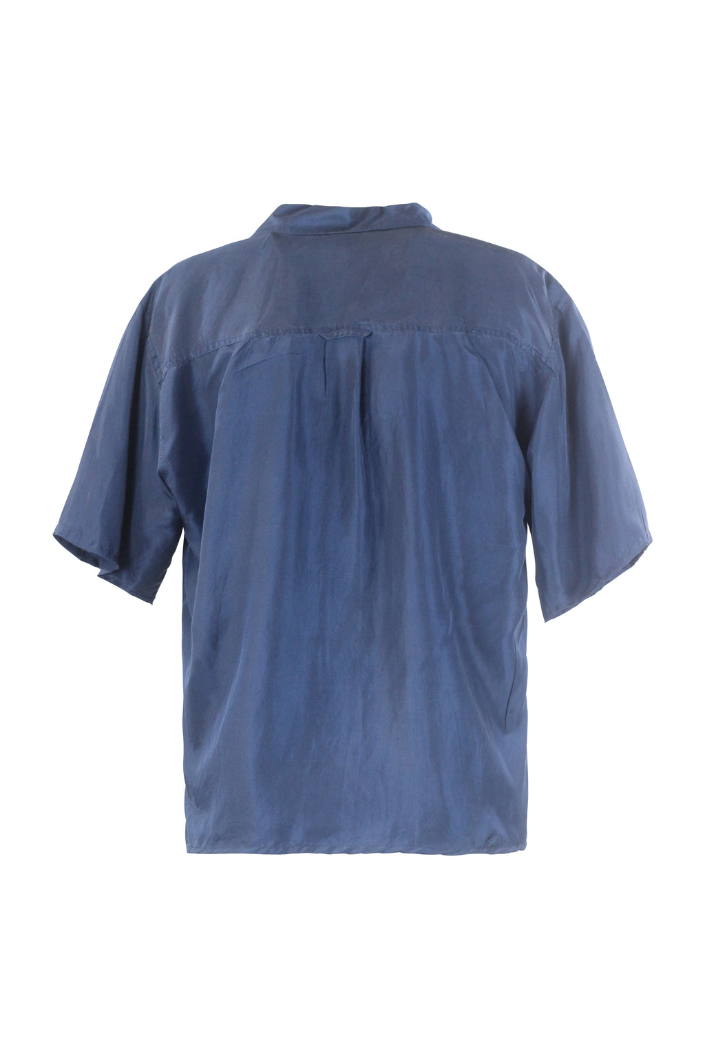 Blue Silk Shirt Short Sleeves