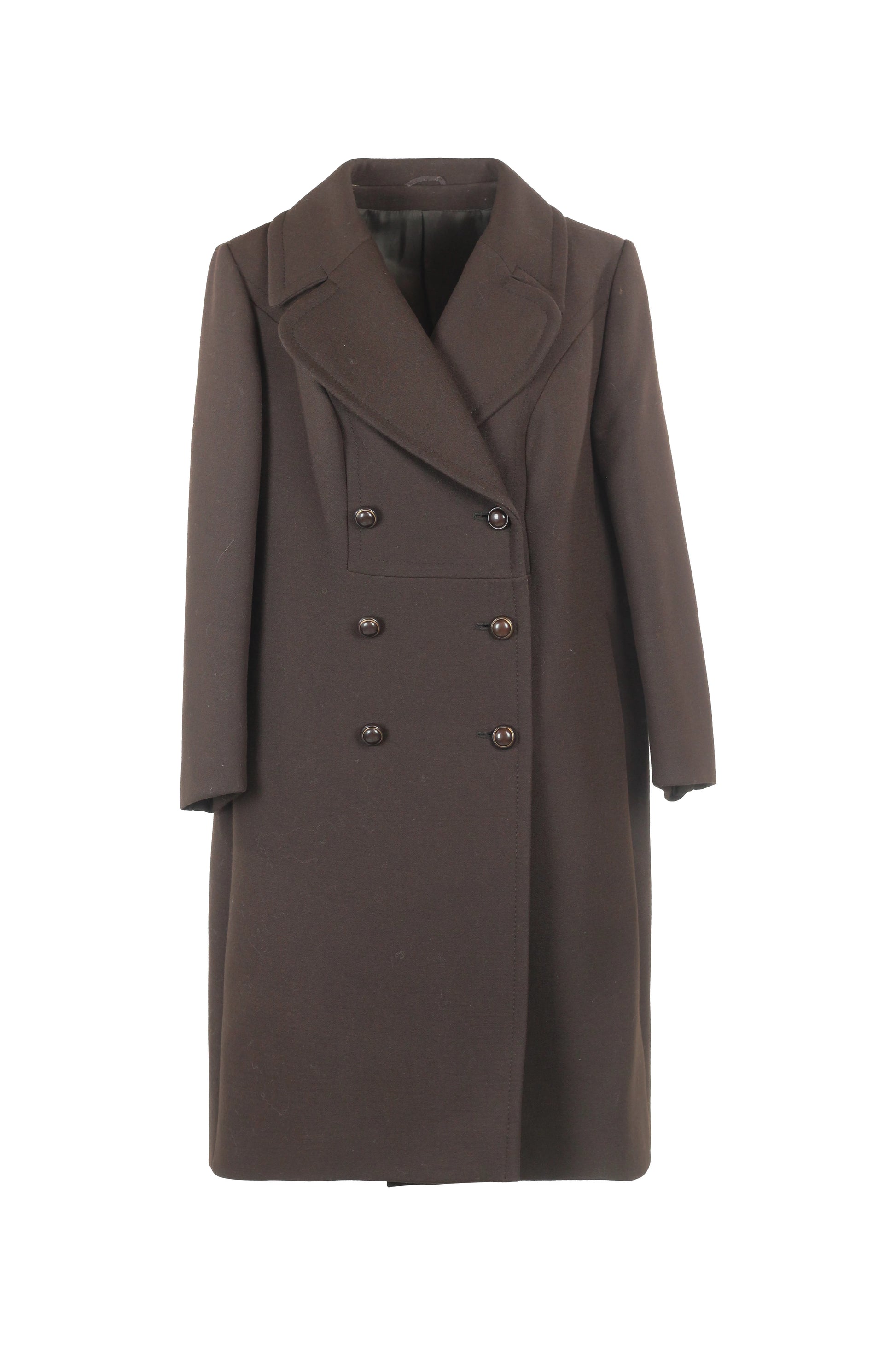Brown Double-Breasted Wool Coat