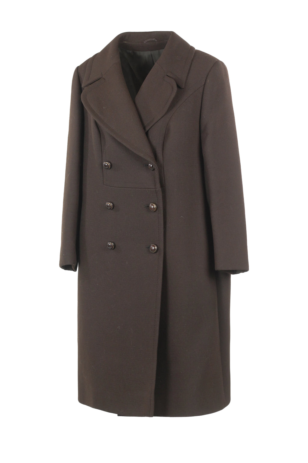 Brown Double-Breasted Wool Coat