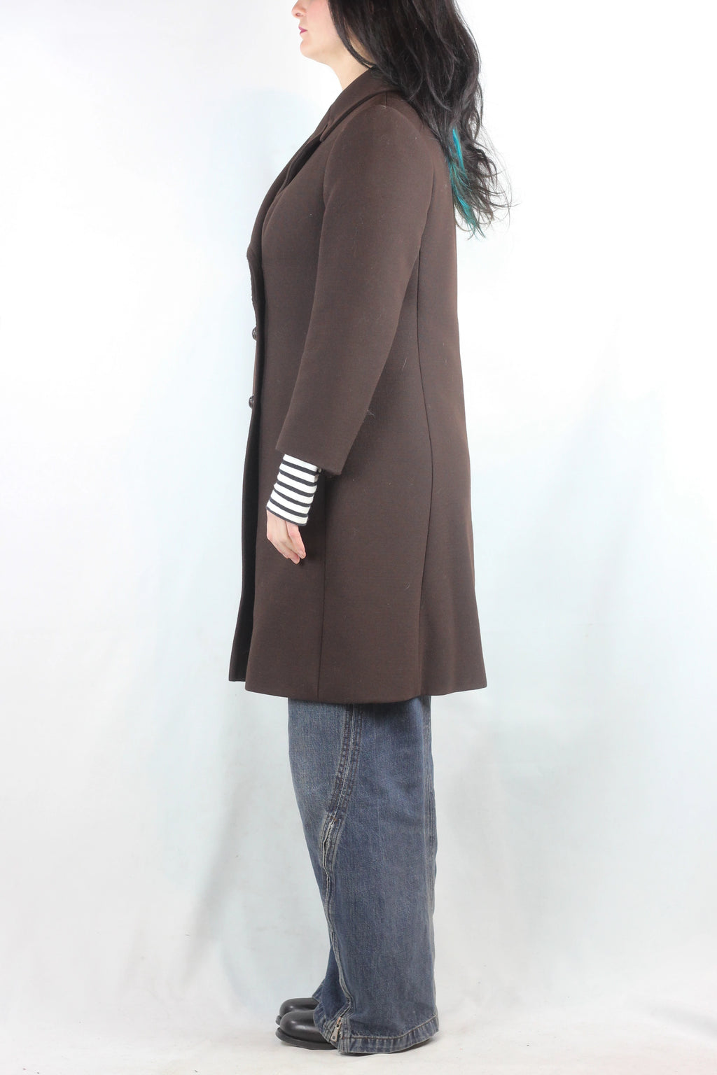 Brown Double-Breasted Wool Coat