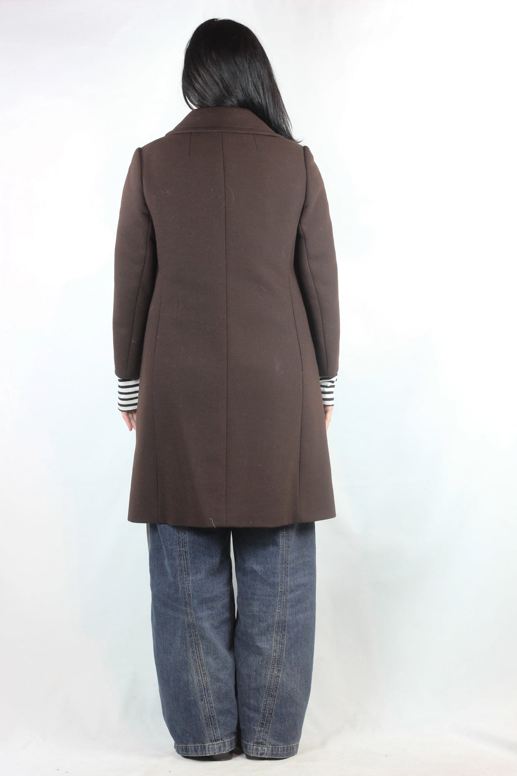 Brown Double-Breasted Wool Coat