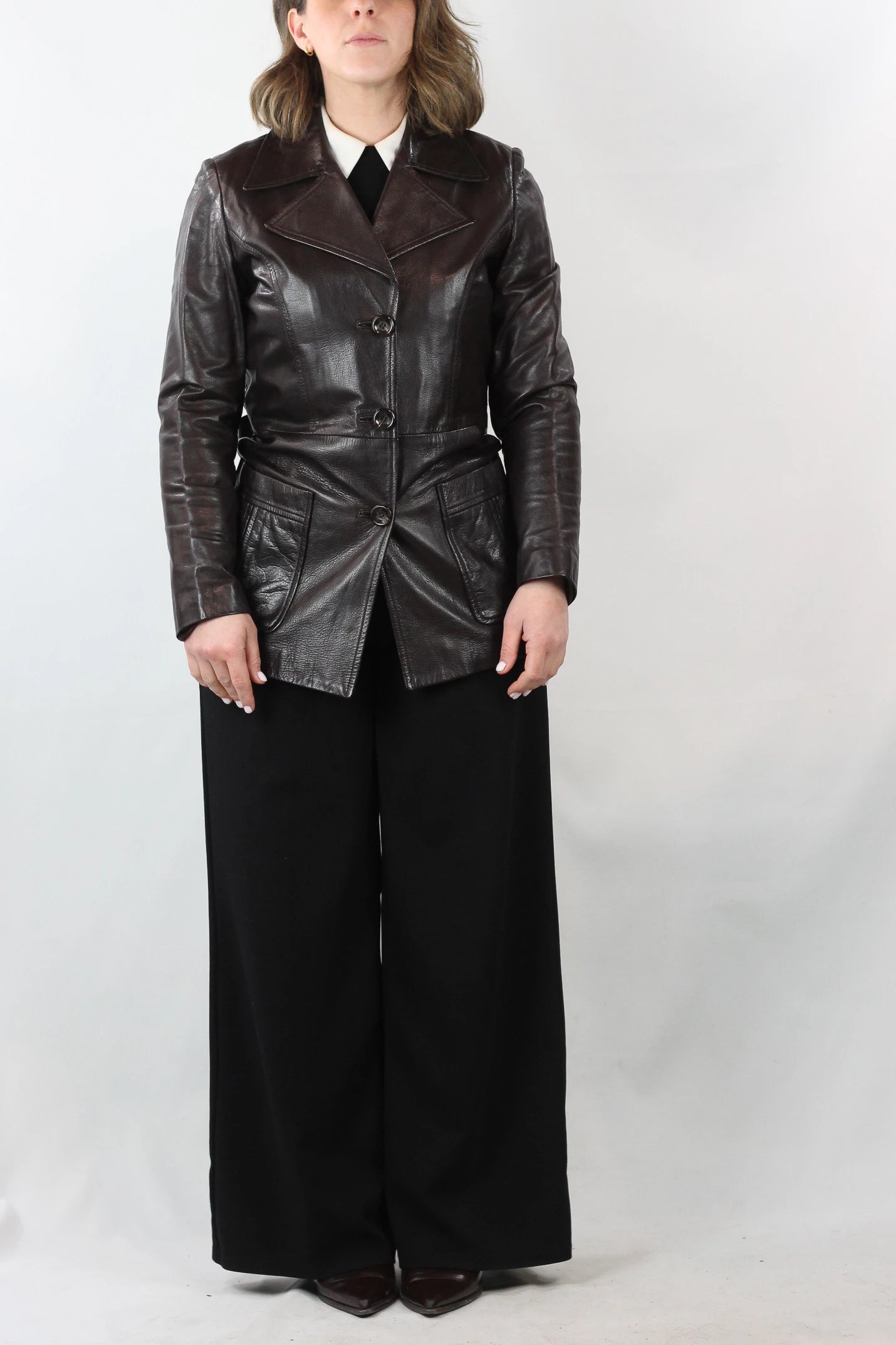 Dark Brown Leather Trench Coat