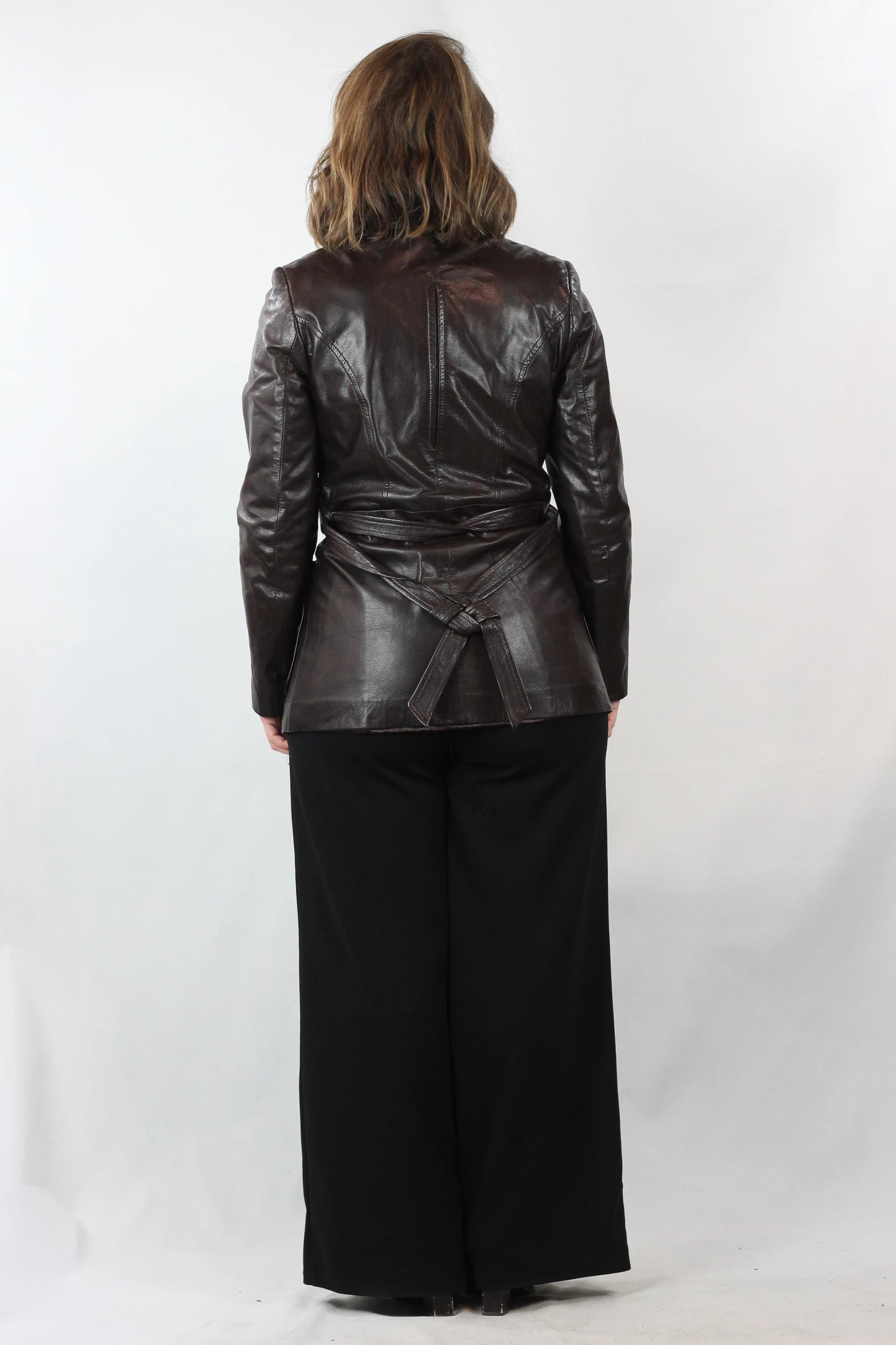 Dark Brown Leather Trench Coat