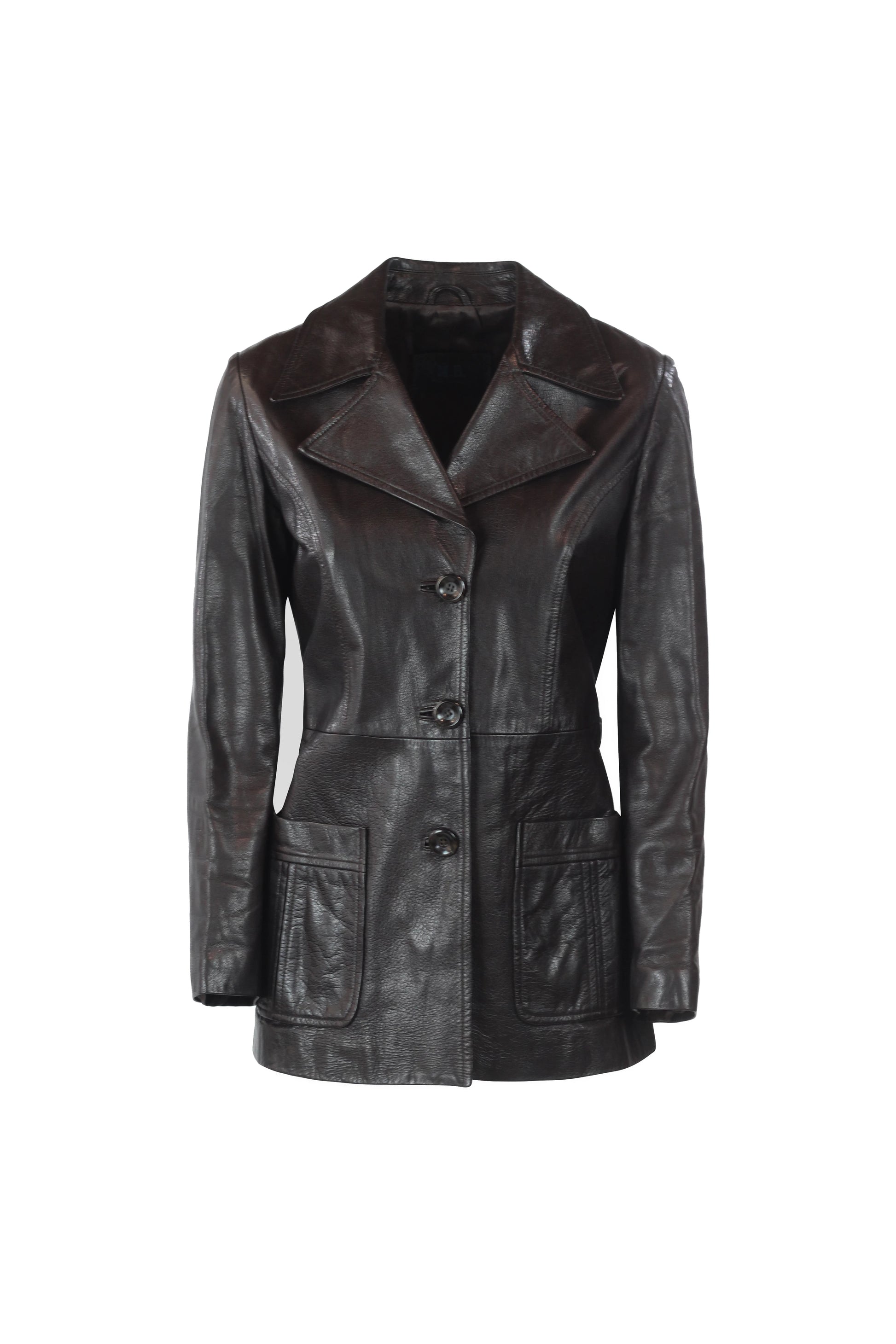 Dark Brown Leather Trench Coat