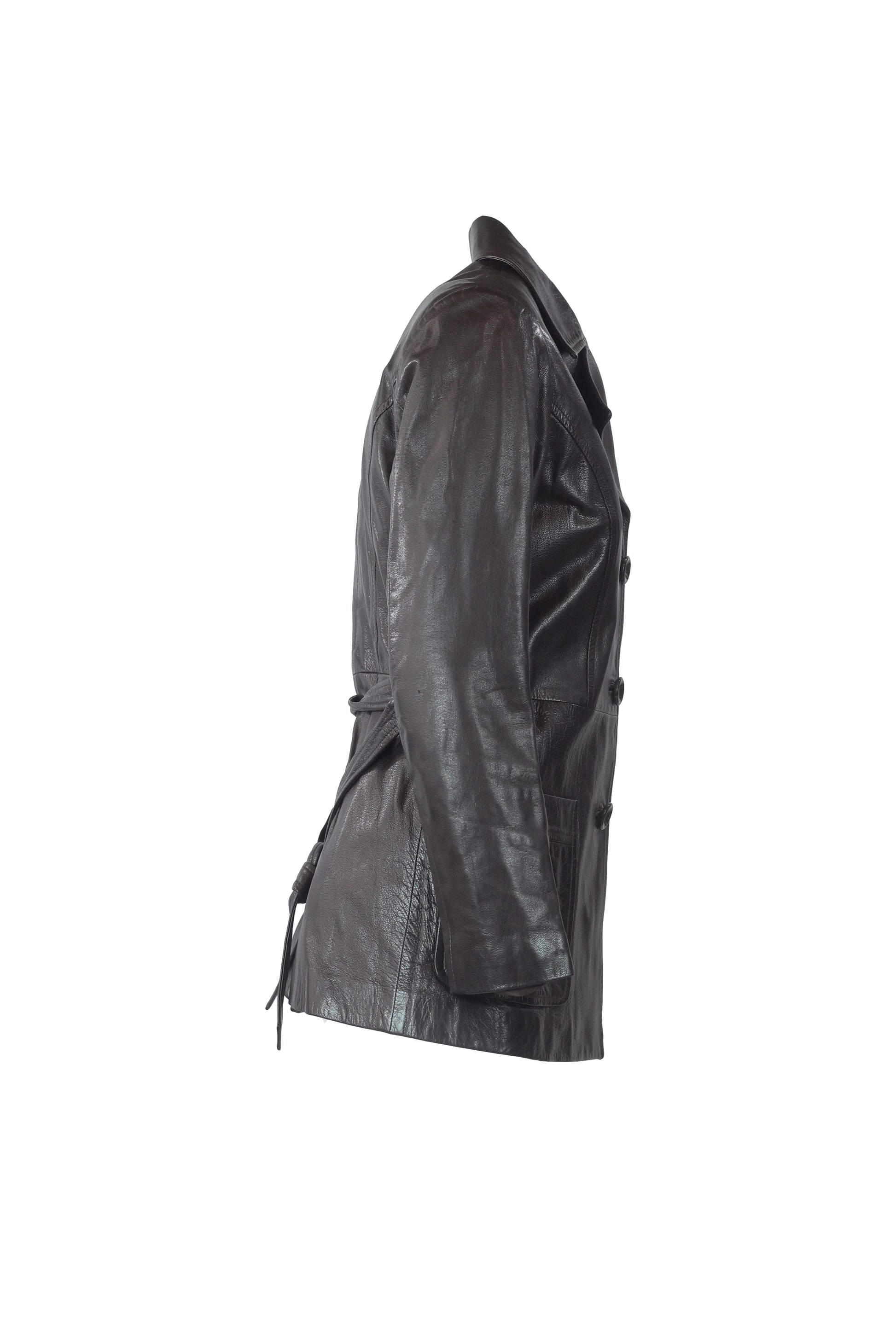 Dark Brown Leather Trench Coat