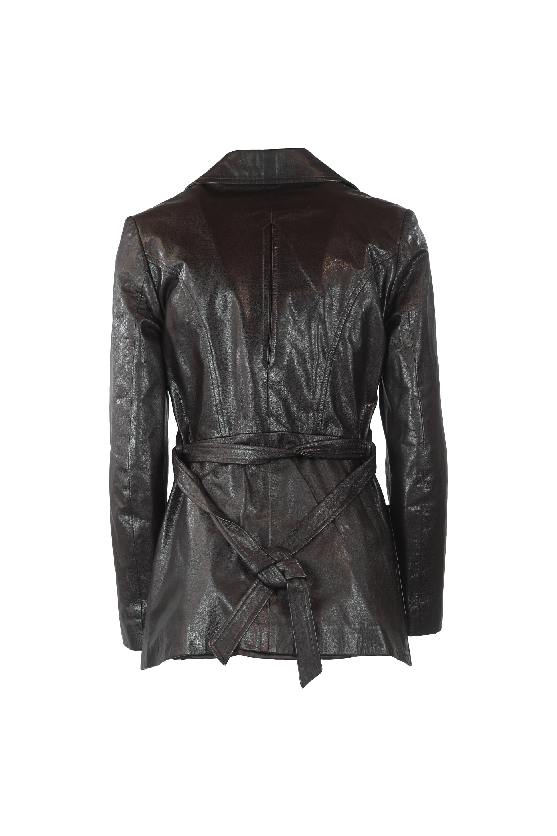 Dark Brown Leather Trench Coat