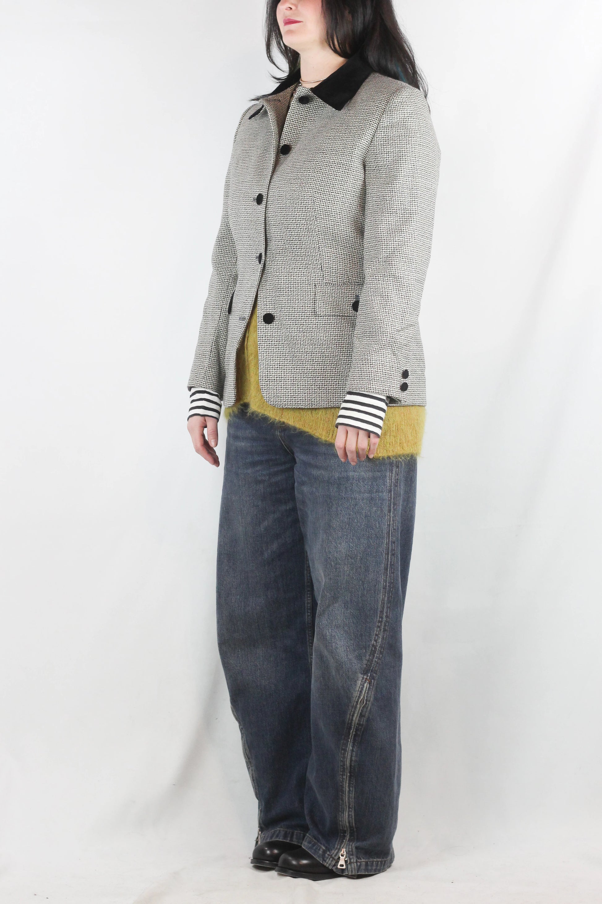 Boxy Blazer in Micro Check