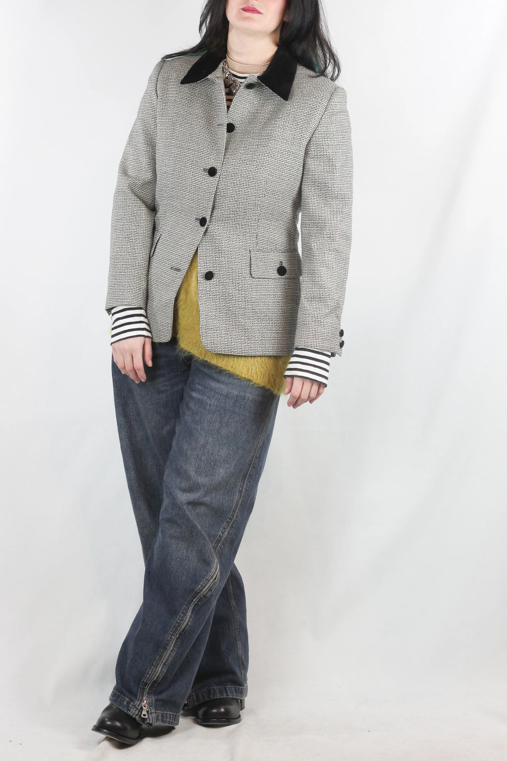 Boxy Blazer in Micro Check