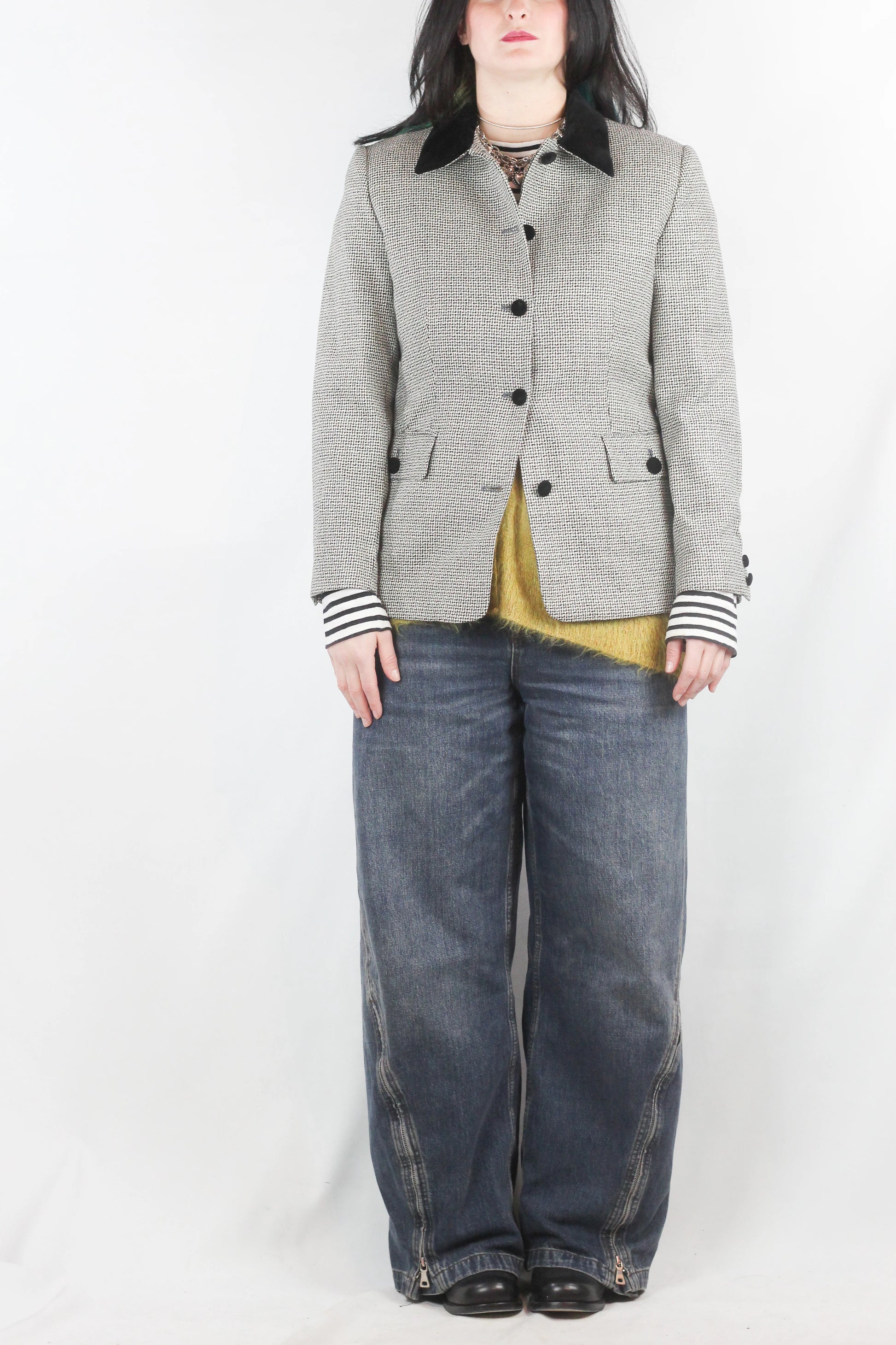 Boxy Blazer in Micro Check