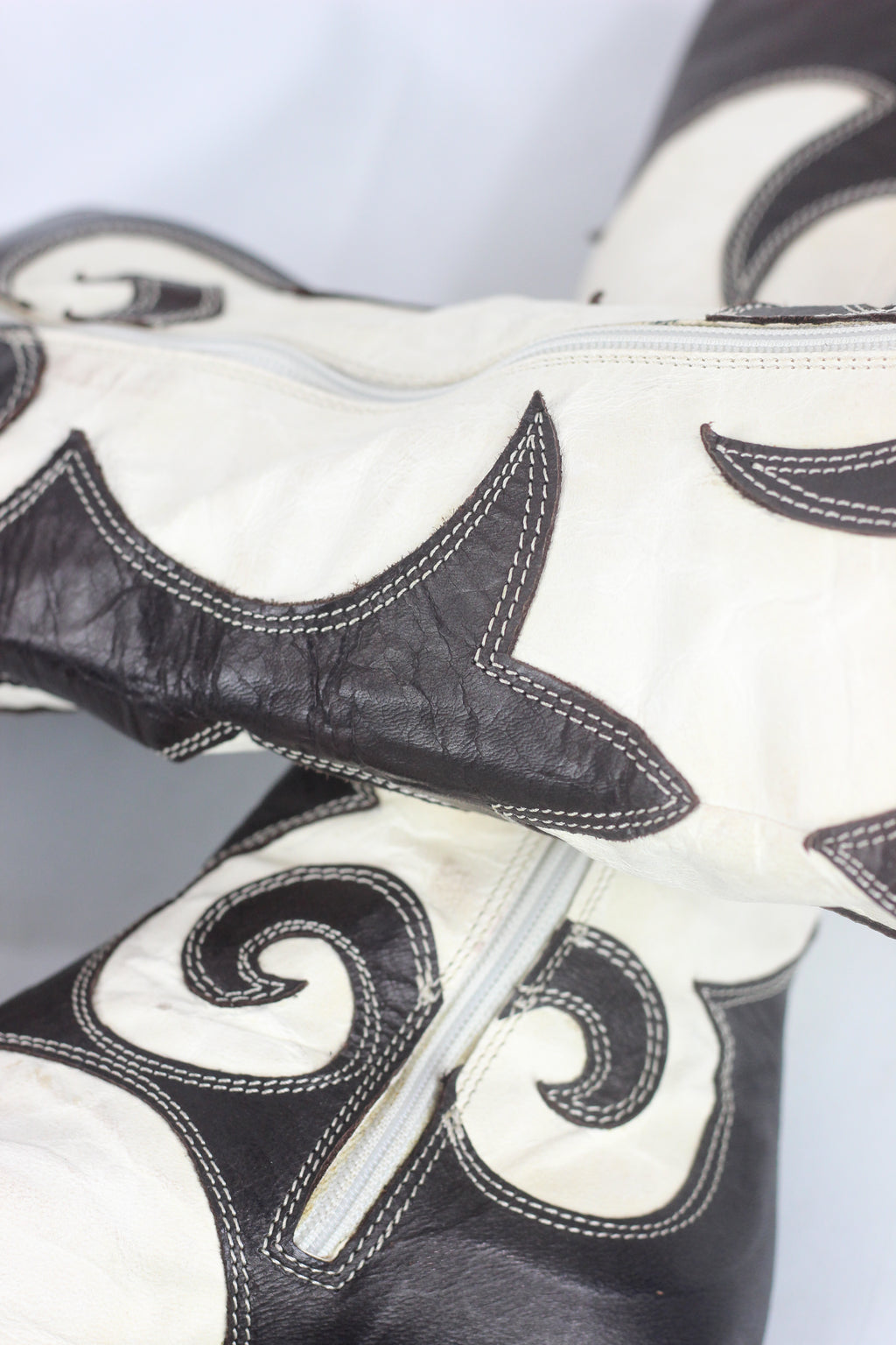 Cowboy Pointed-Toe Crinkled Leather-Look Boots