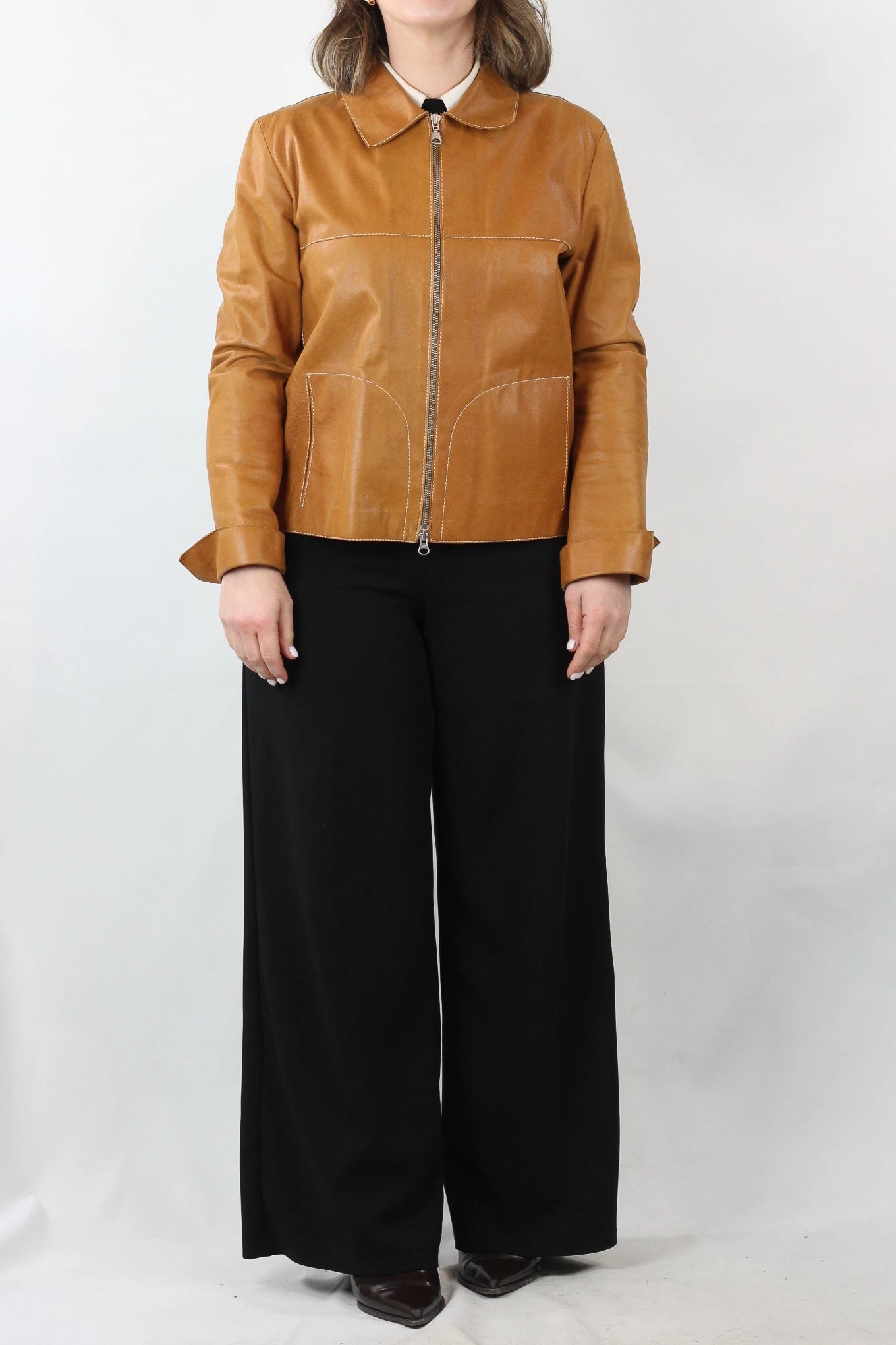 Caramel Leather Biker Jacket