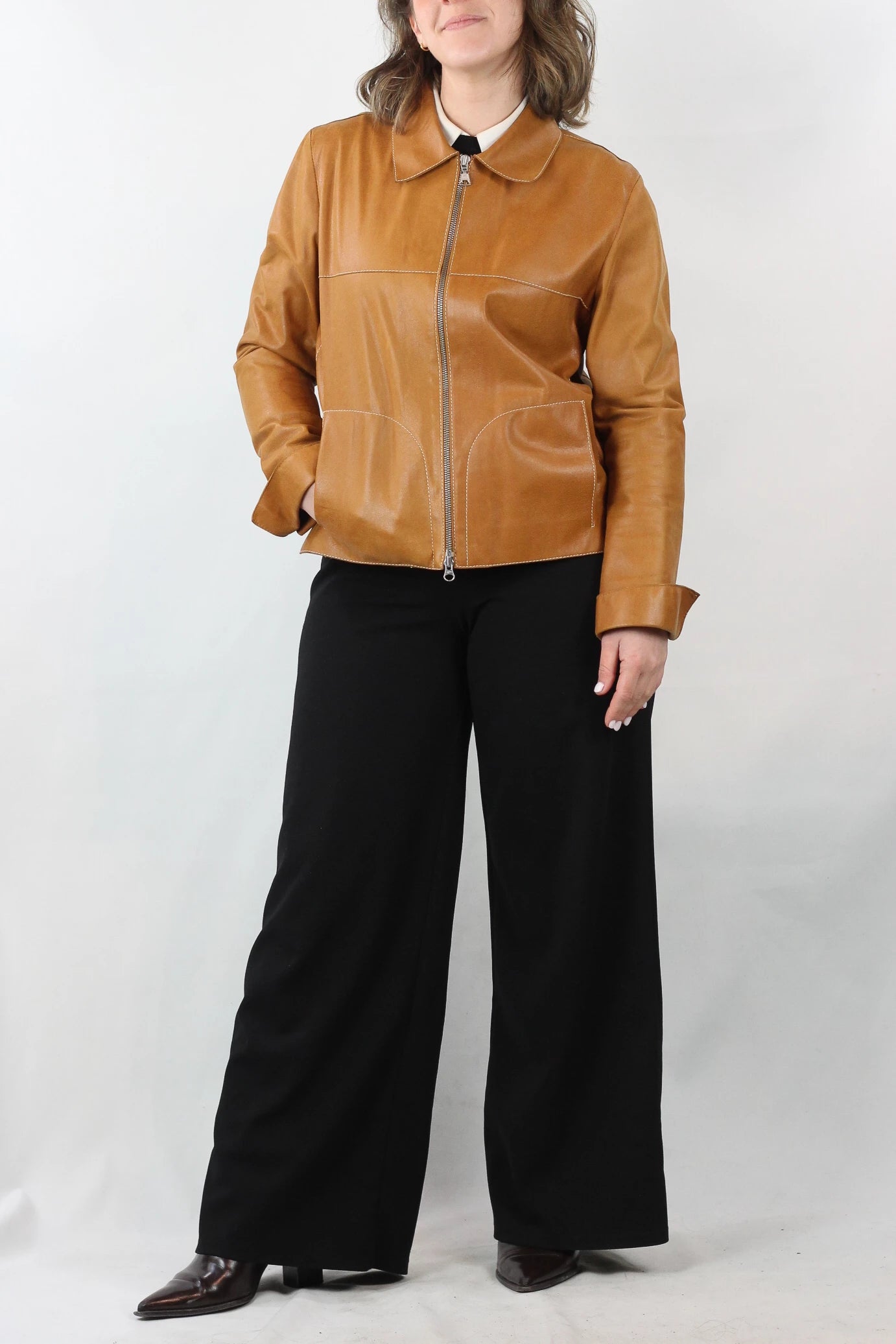 Caramel Leather Biker Jacket