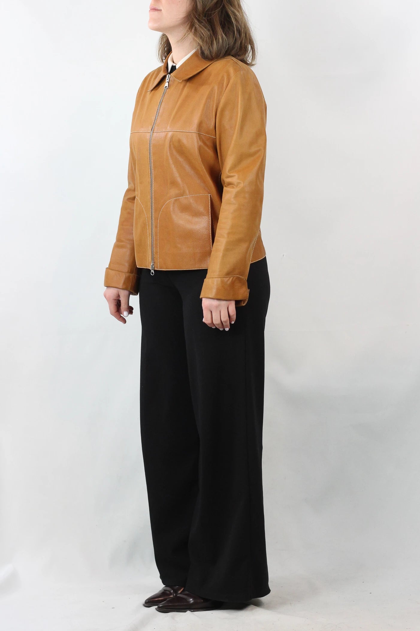 Caramel Leather Biker Jacket