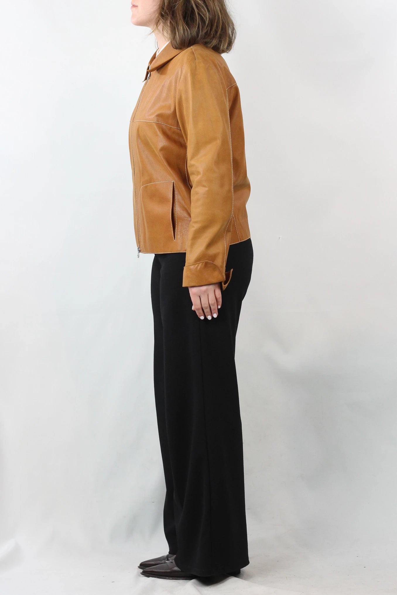 Caramel Leather Biker Jacket