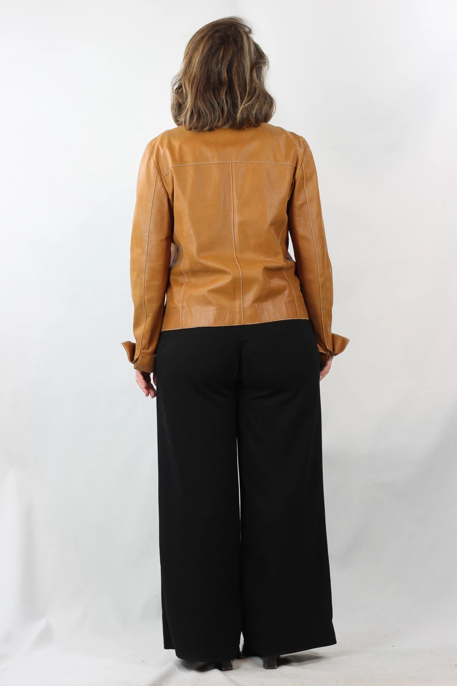 Caramel Leather Biker Jacket