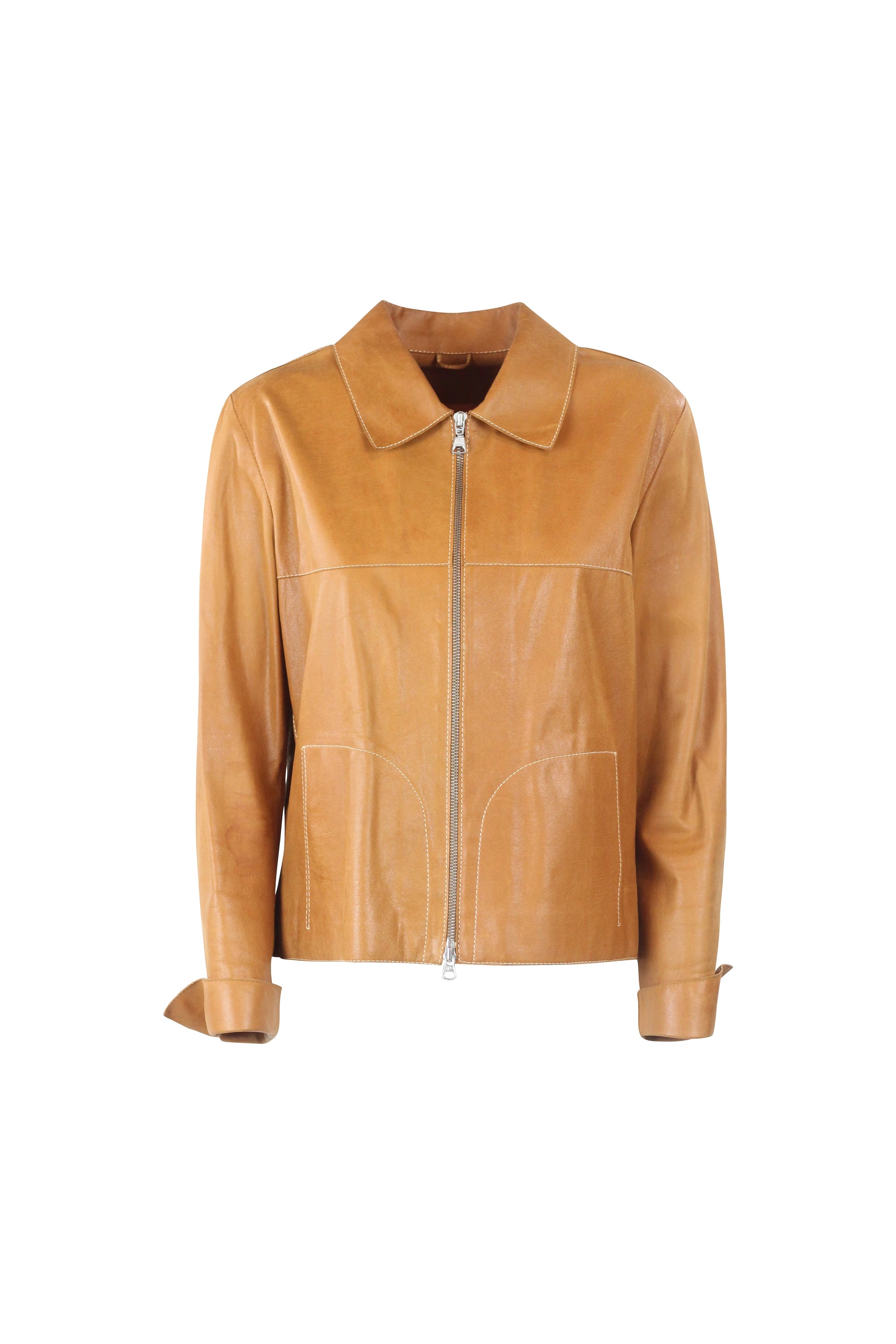 Caramel Leather Biker Jacket