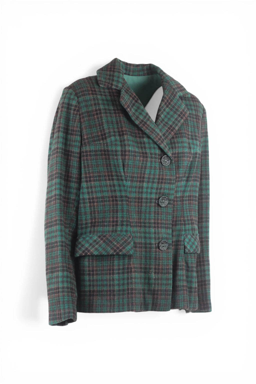 Green Check Cropped Blazer