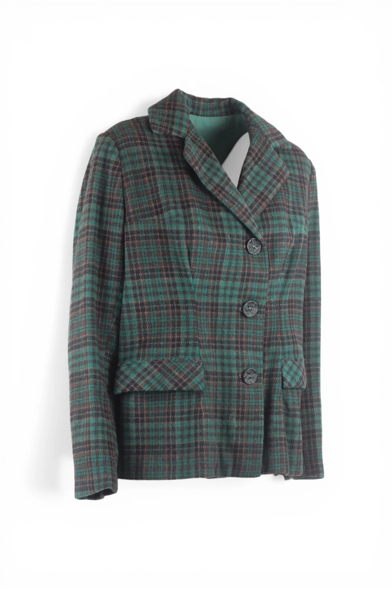 Green Check Cropped Blazer