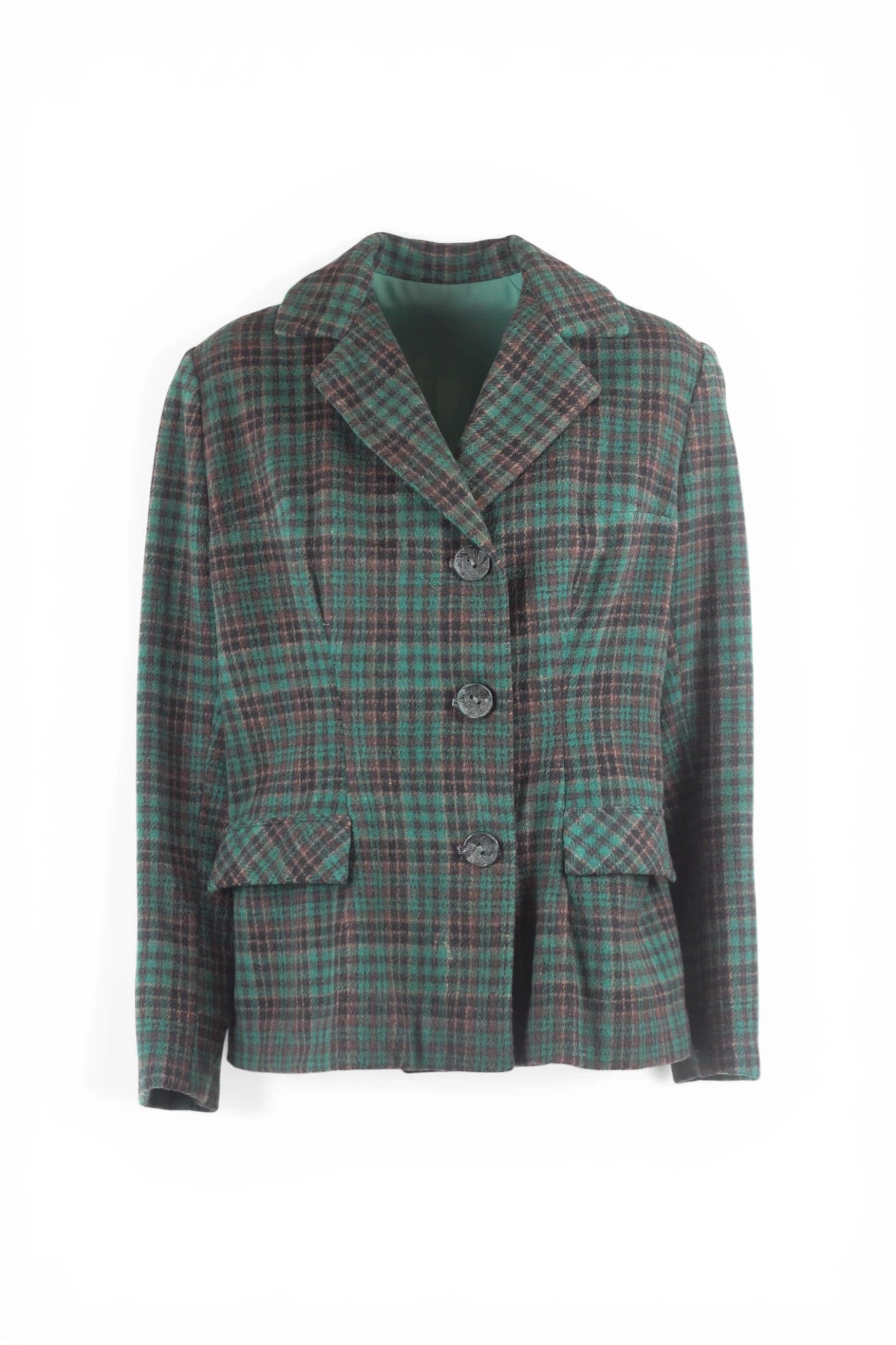 Green Check Cropped Blazer