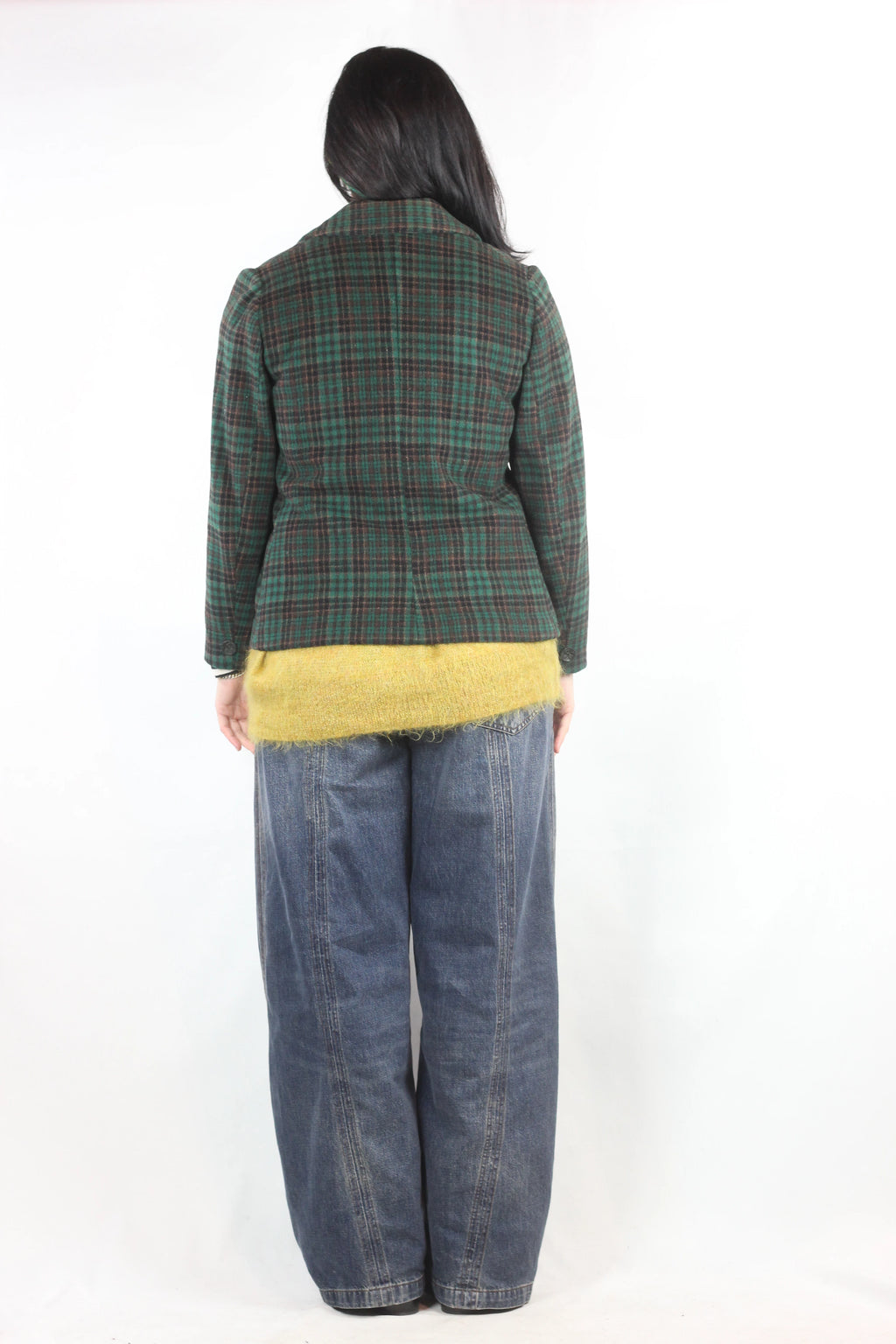 Green Check Cropped Blazer