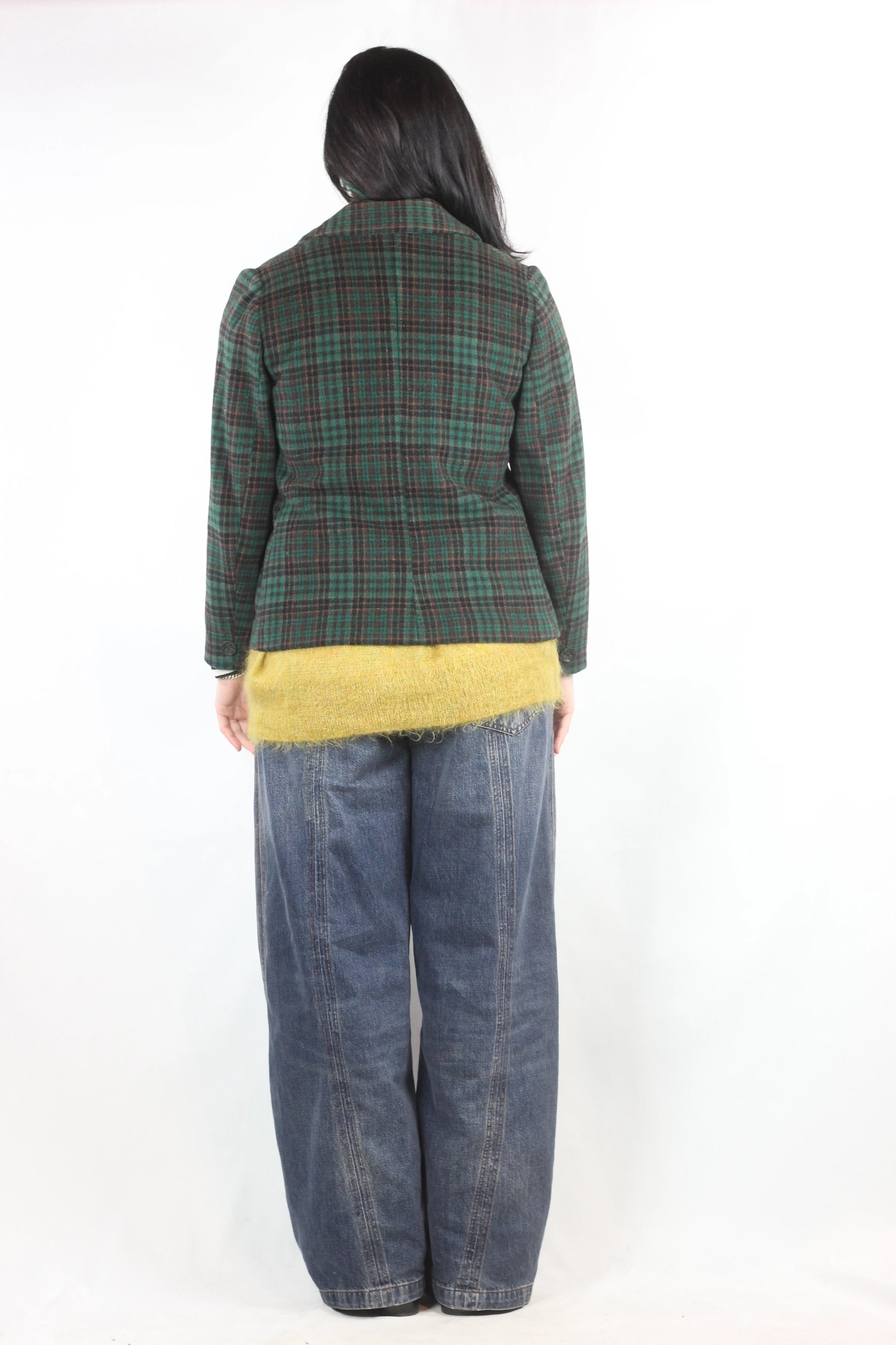 Green Check Cropped Blazer