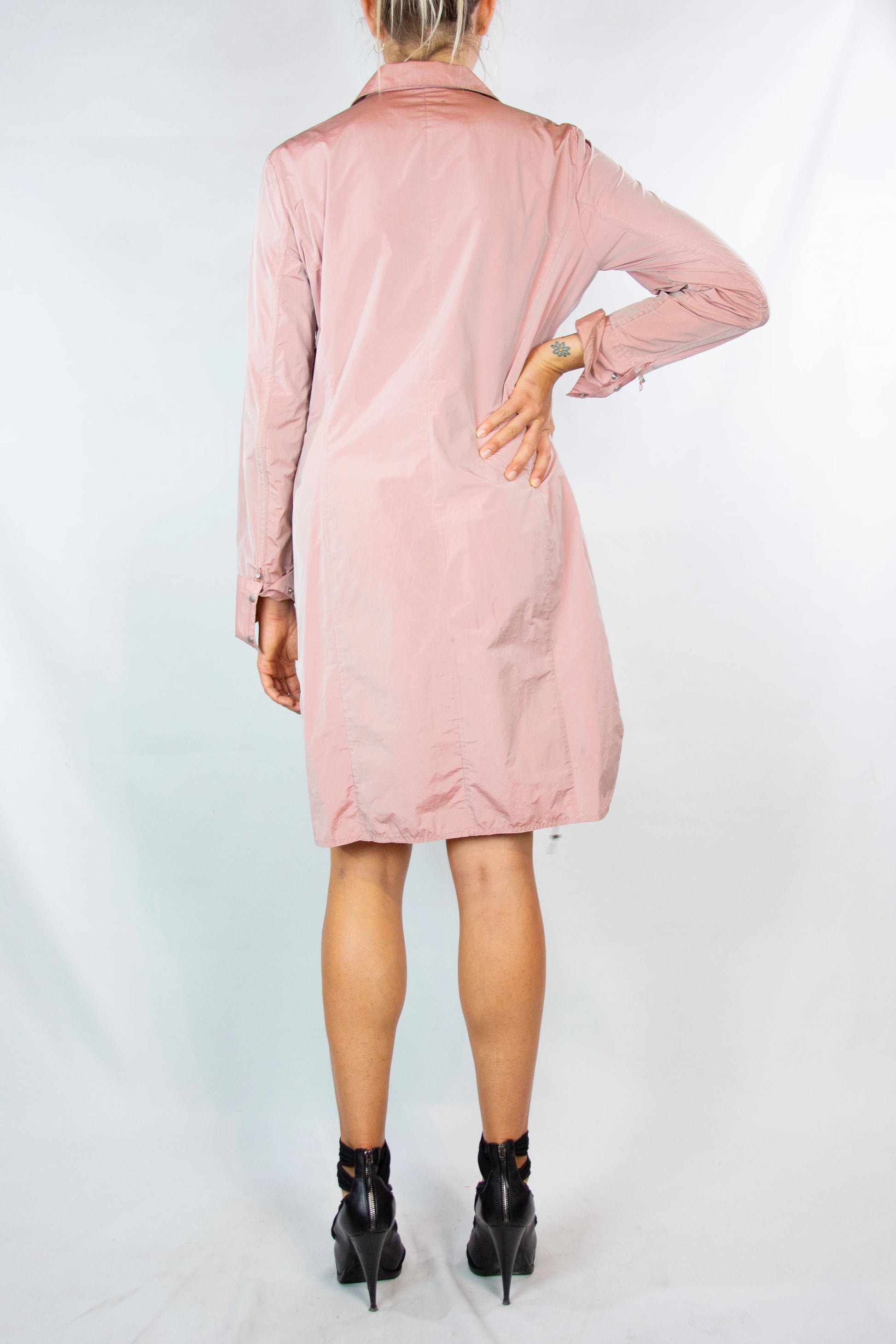 Pink Ruched Chemisier Dress