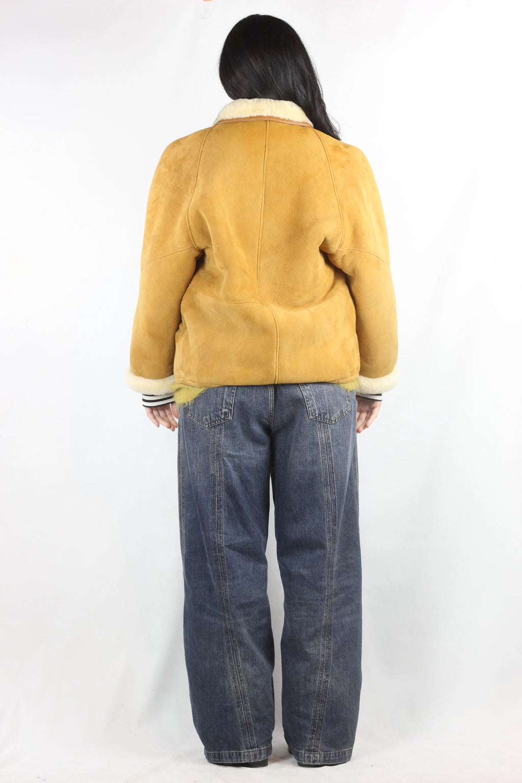 Mustard Shearling Jacket with Cream Mouton Lining
