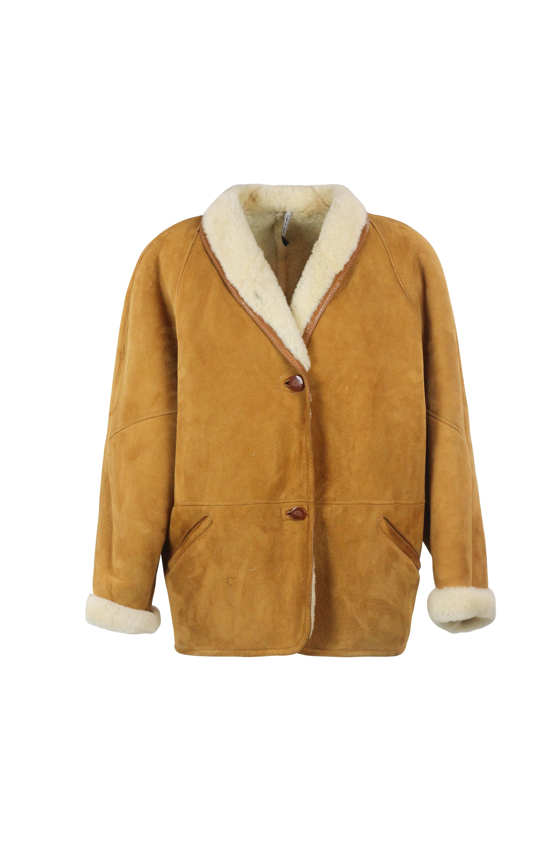 Mustard Shearling Jacket with Cream Mouton Lining