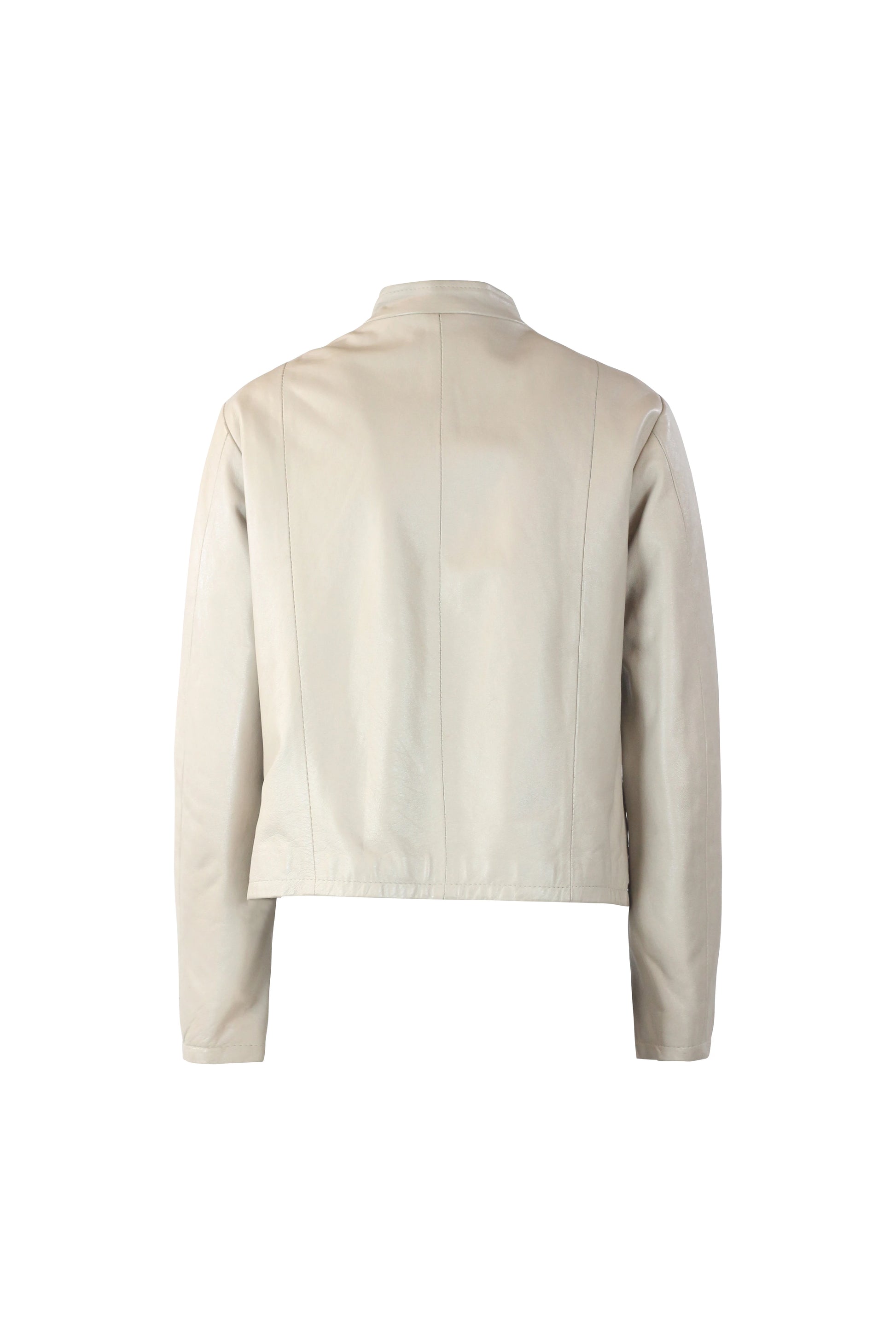 Cream Leather Biker Jacket