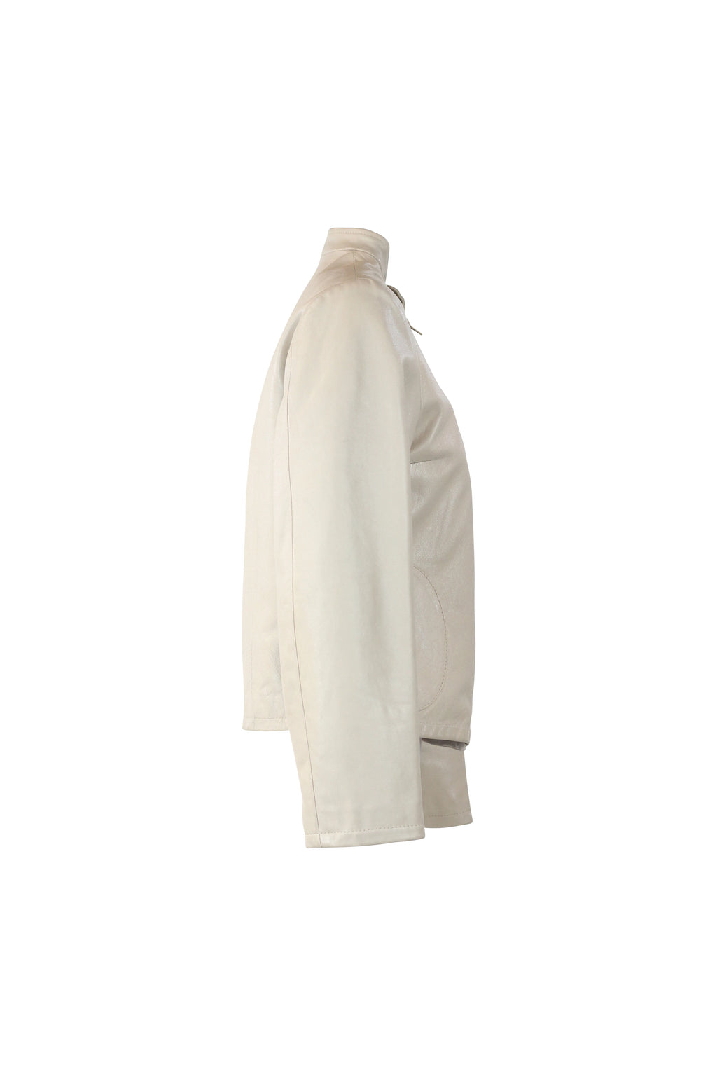 Cream Leather Biker Jacket
