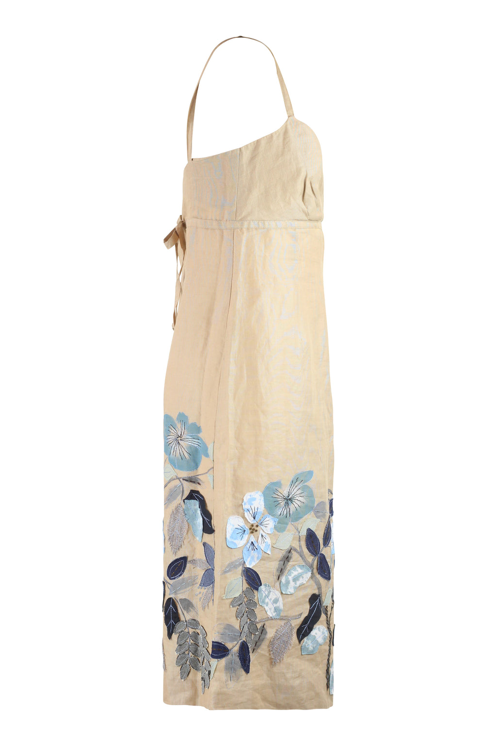 beige dress with blue flowers Baltic Born Womens Phoebe Midi Dress | Cream + Blue Floral