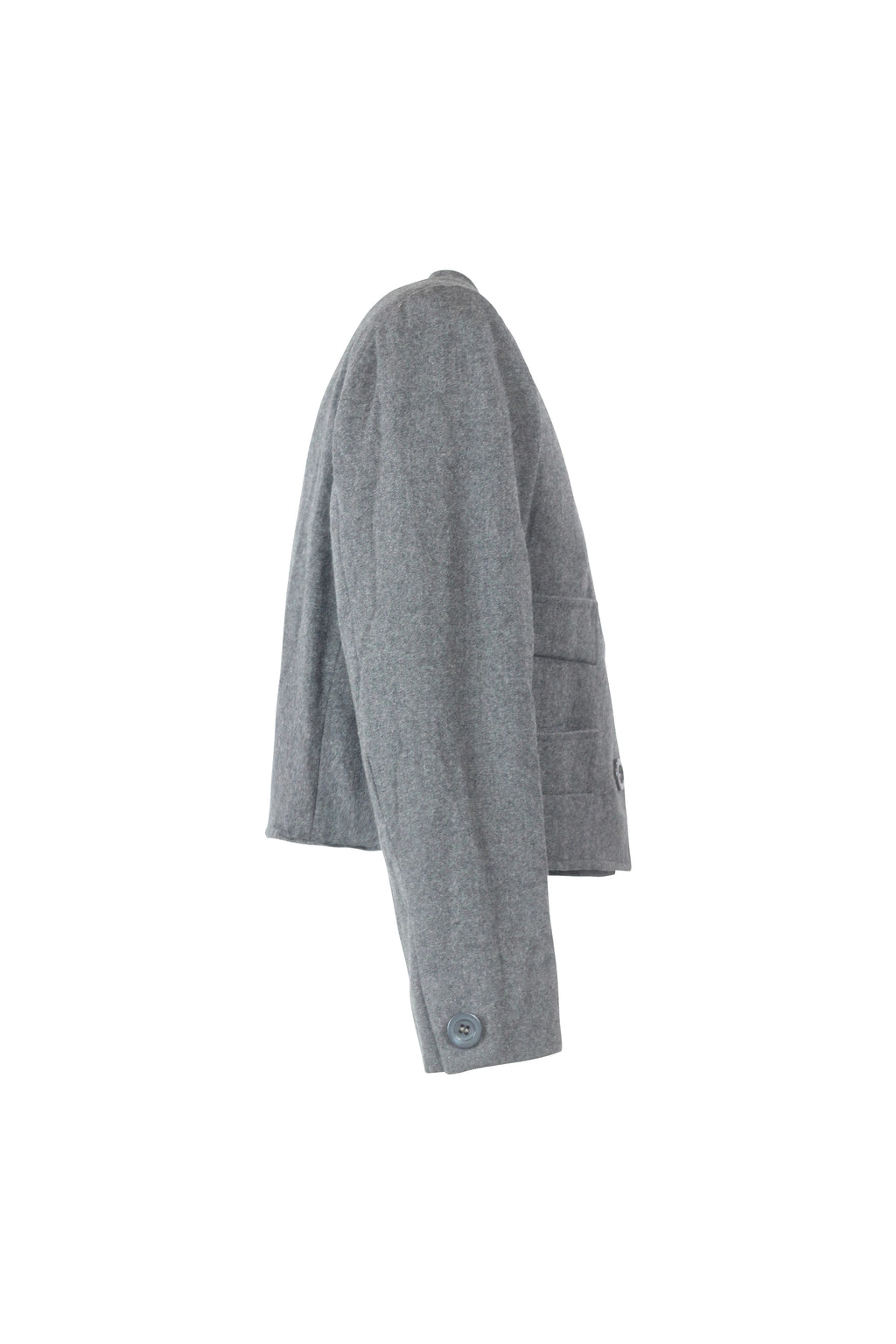 Grey Wool Cropped Jacket with Boxy Fit