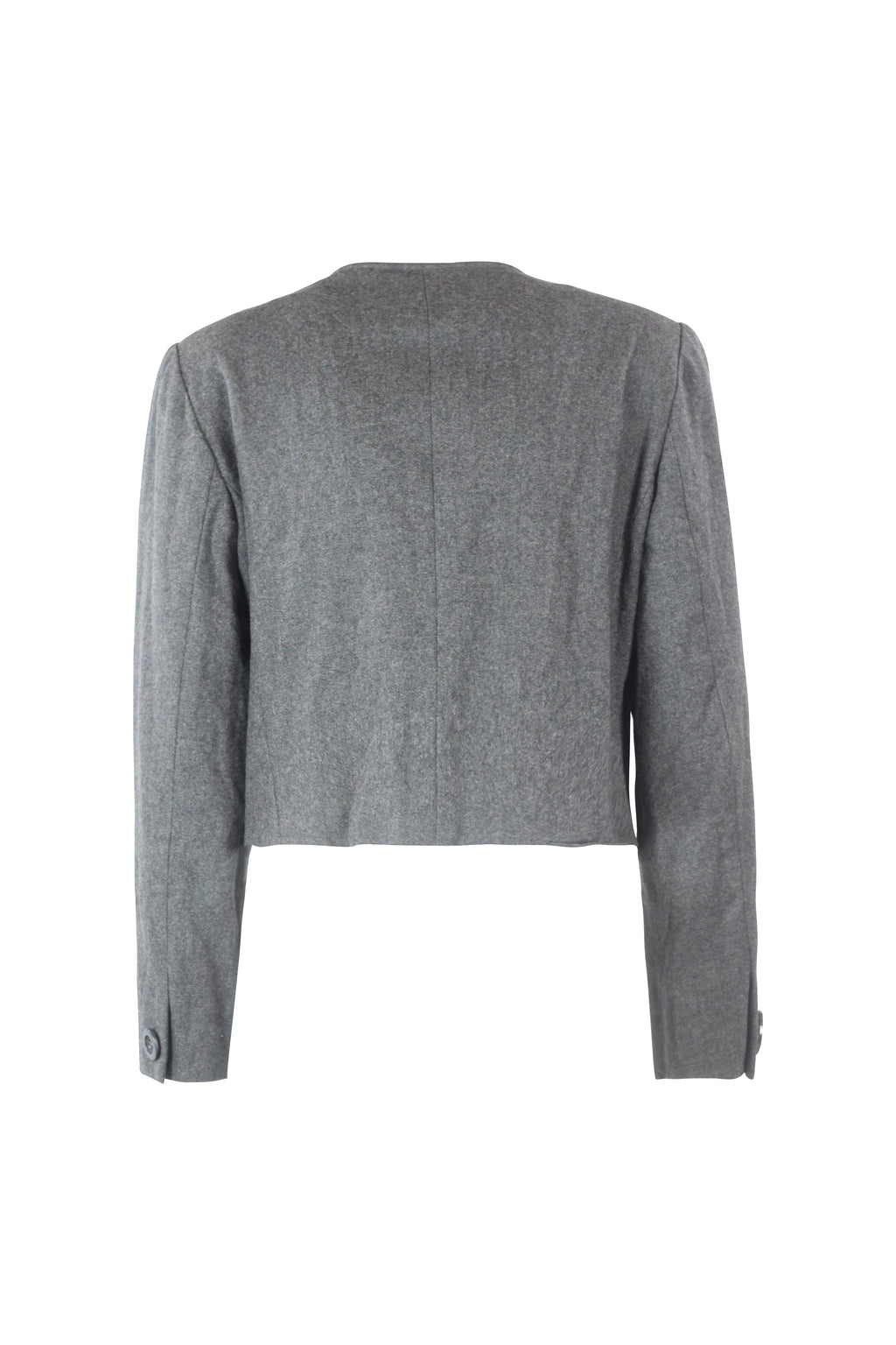 Grey Wool Cropped Jacket with Boxy Fit