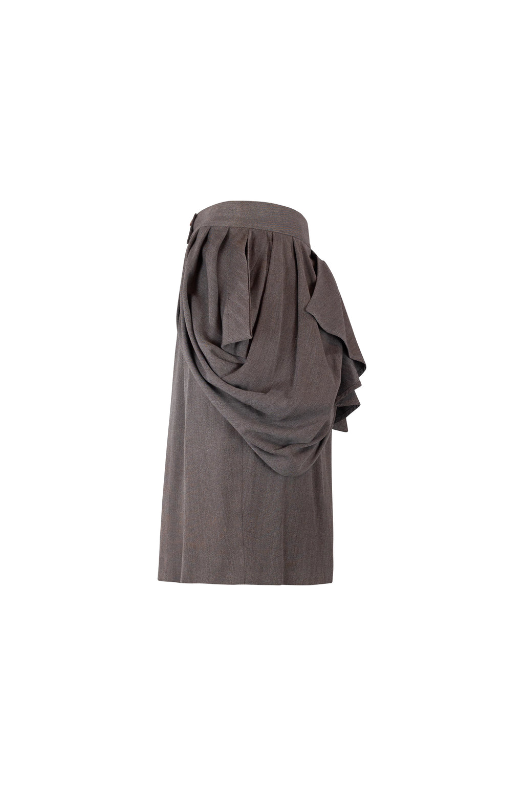 Wool Pencil Skirt with Peplum Belt Detail