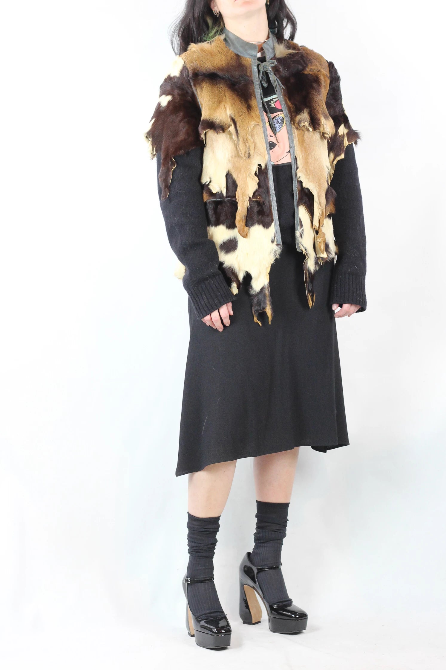 Patchwork Fur Cape