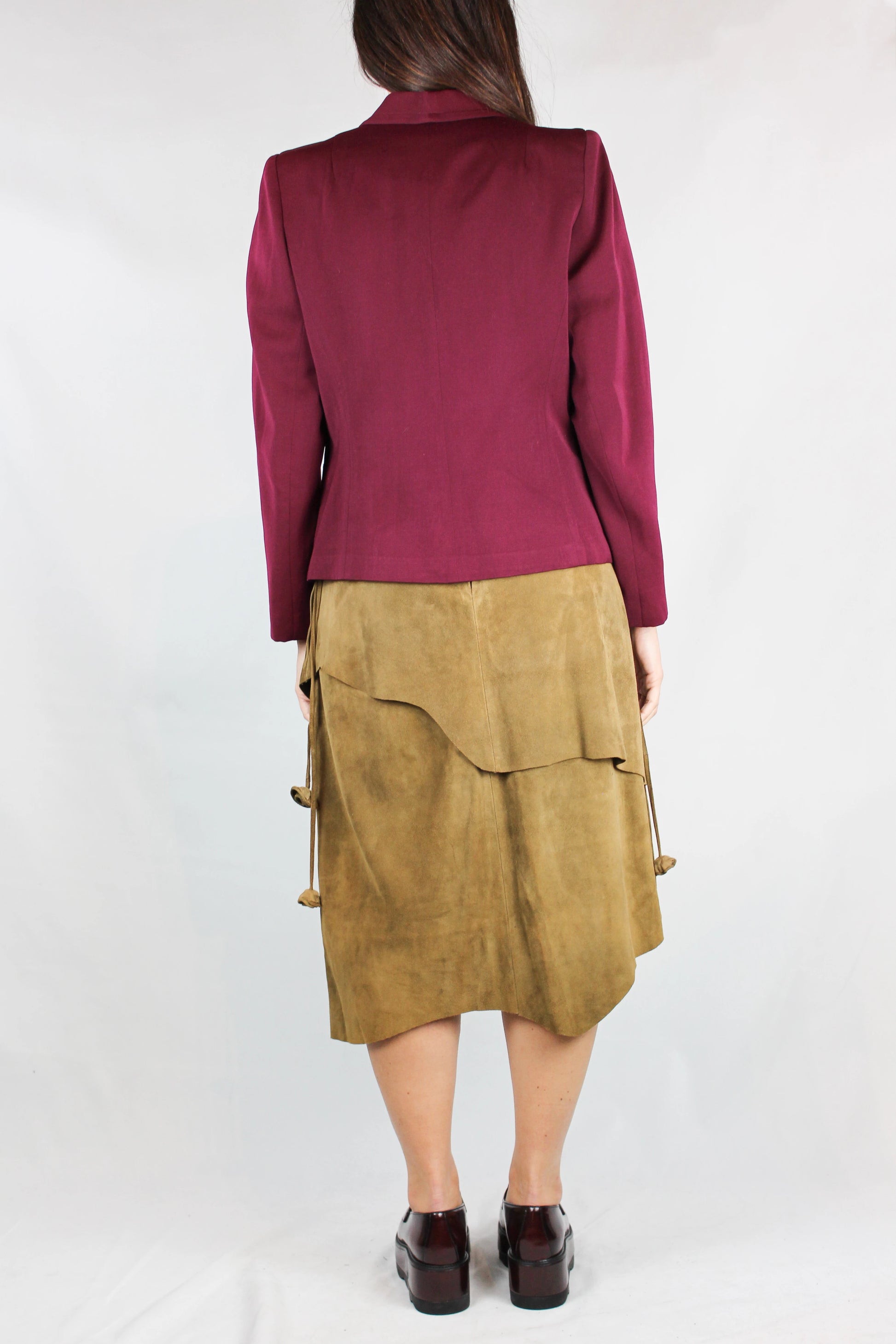 Bordeaux Silk Gabardine Fitted Blazer