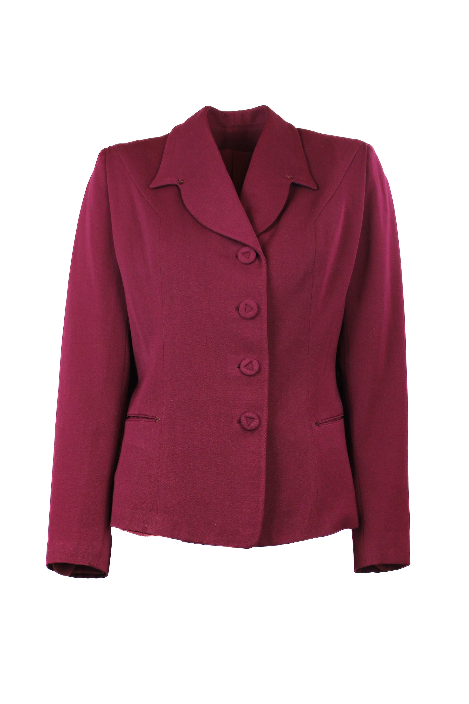 Bordeaux Silk Gabardine Fitted Blazer