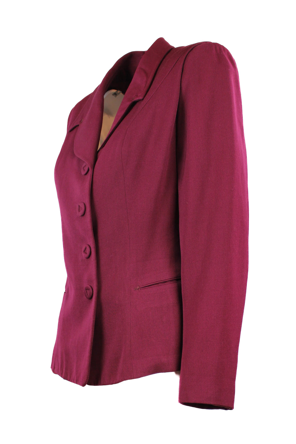 Bordeaux Silk Gabardine Fitted Blazer