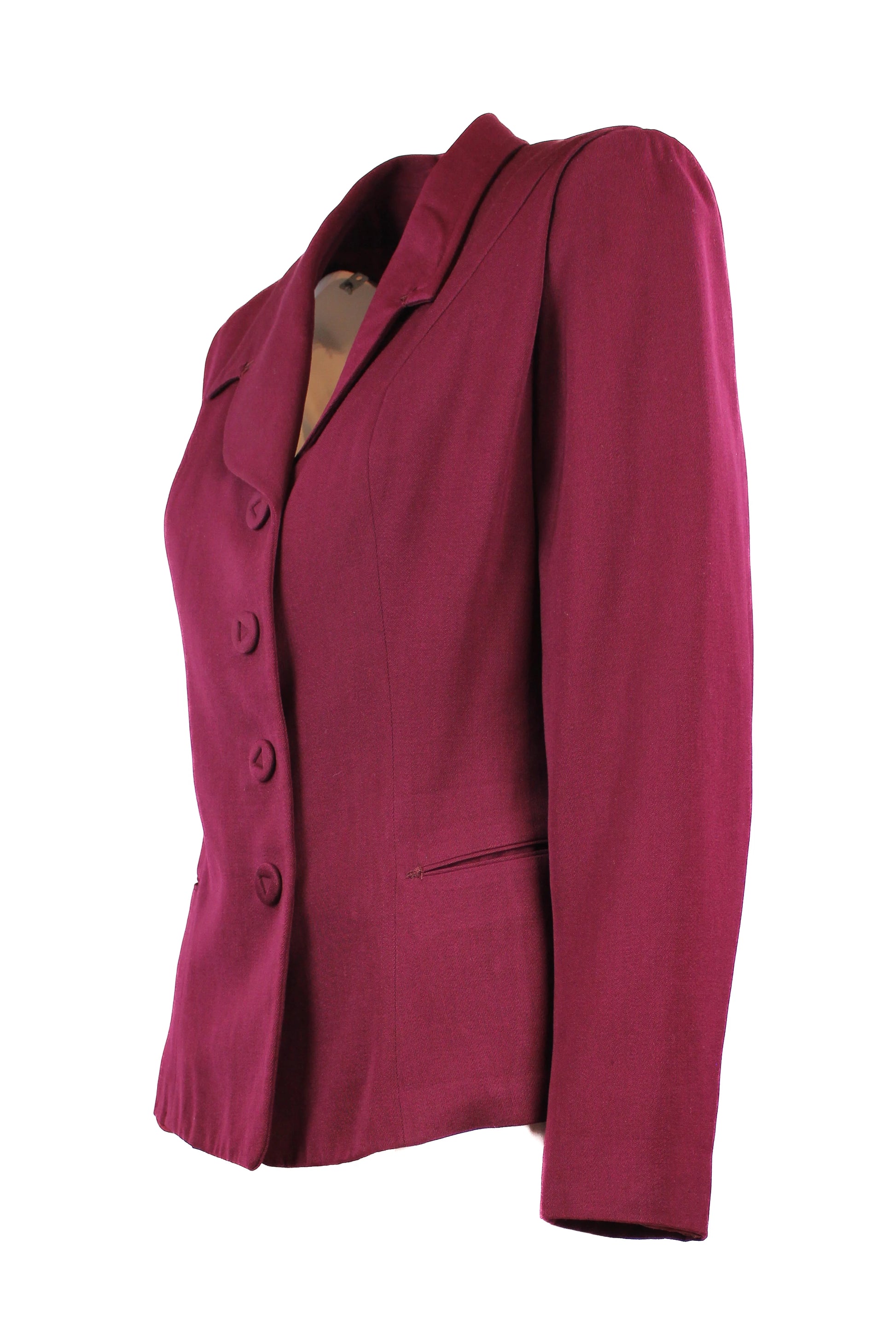 Bordeaux Silk Gabardine Fitted Blazer