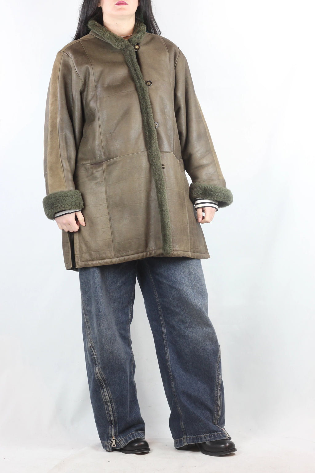 Military Green Shearling Coat