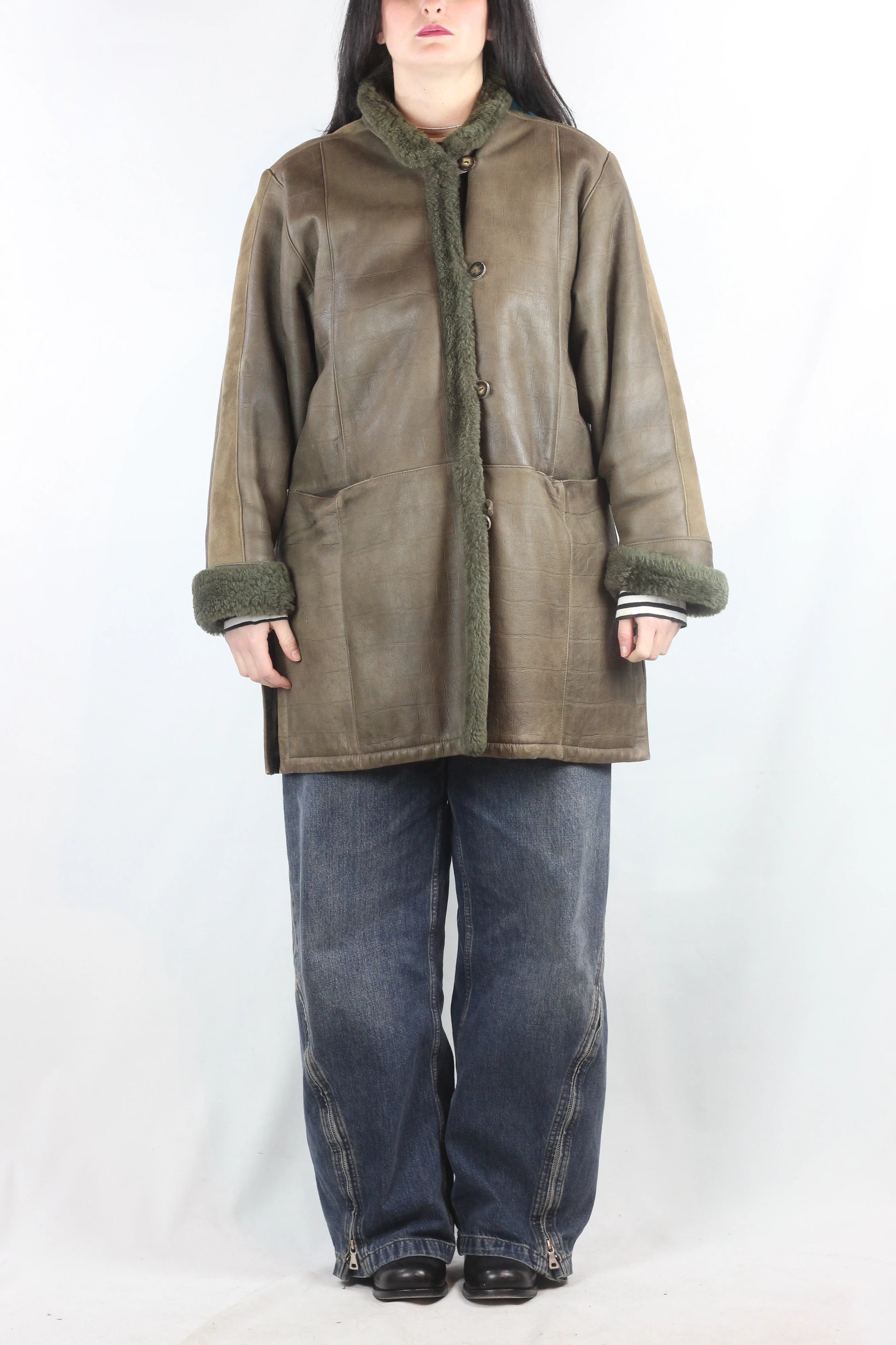 Military Green Shearling Coat